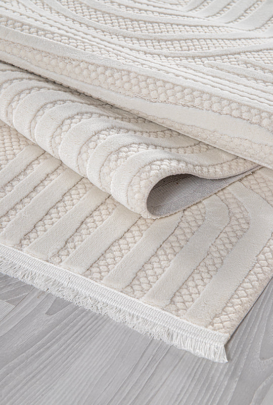 Ljuva Home Cream Modern Boyut BY006 Area Rug – Polypropylene and Polyester, Non‑Shed, Easy‑Clean, Durable | Bedroom, Study, Kids Room, Entryway