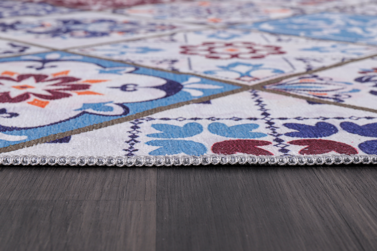 Ljuva Home Modern Beige Floral Washable Rug Design 4002