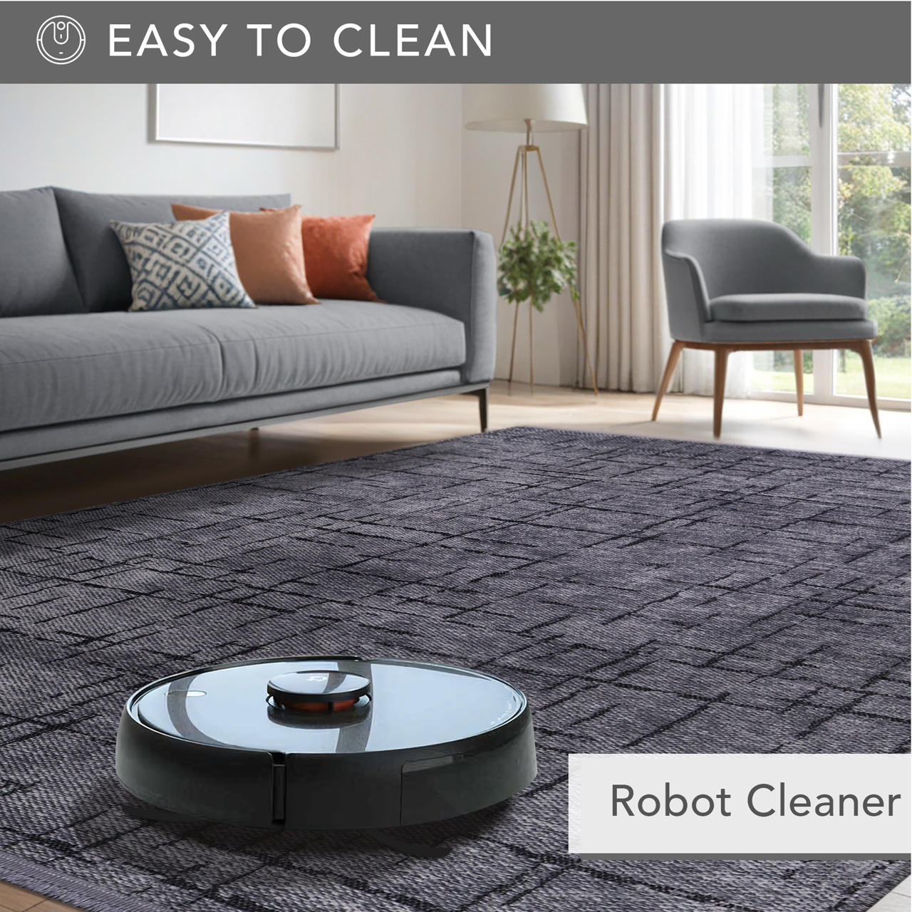Ljuva Home Machine Washable Rug NT201 – DARK GRAY Soft Chenille