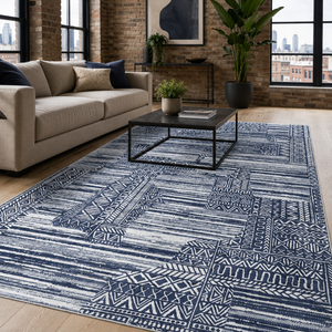 Meridian Denimblå – tvättbar matta