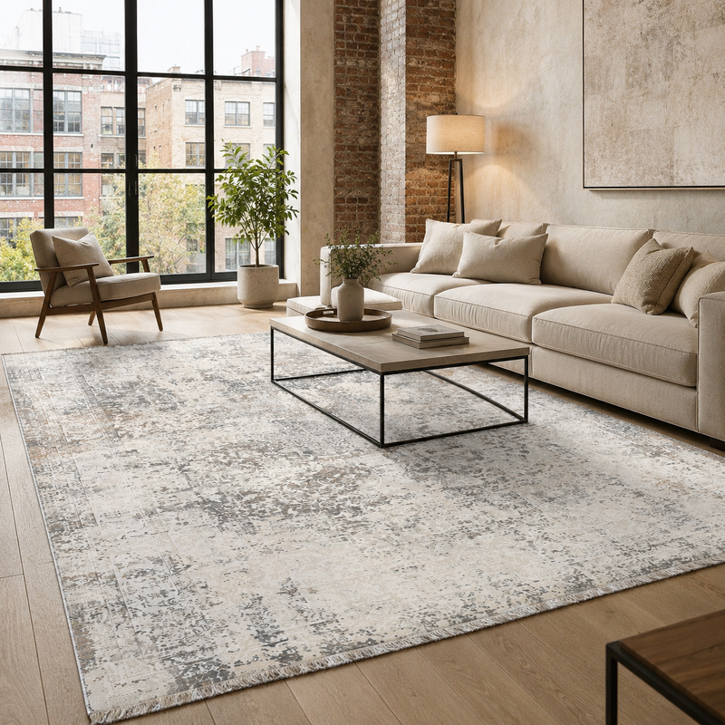 Bergama Havrebeige – tvättbar matta