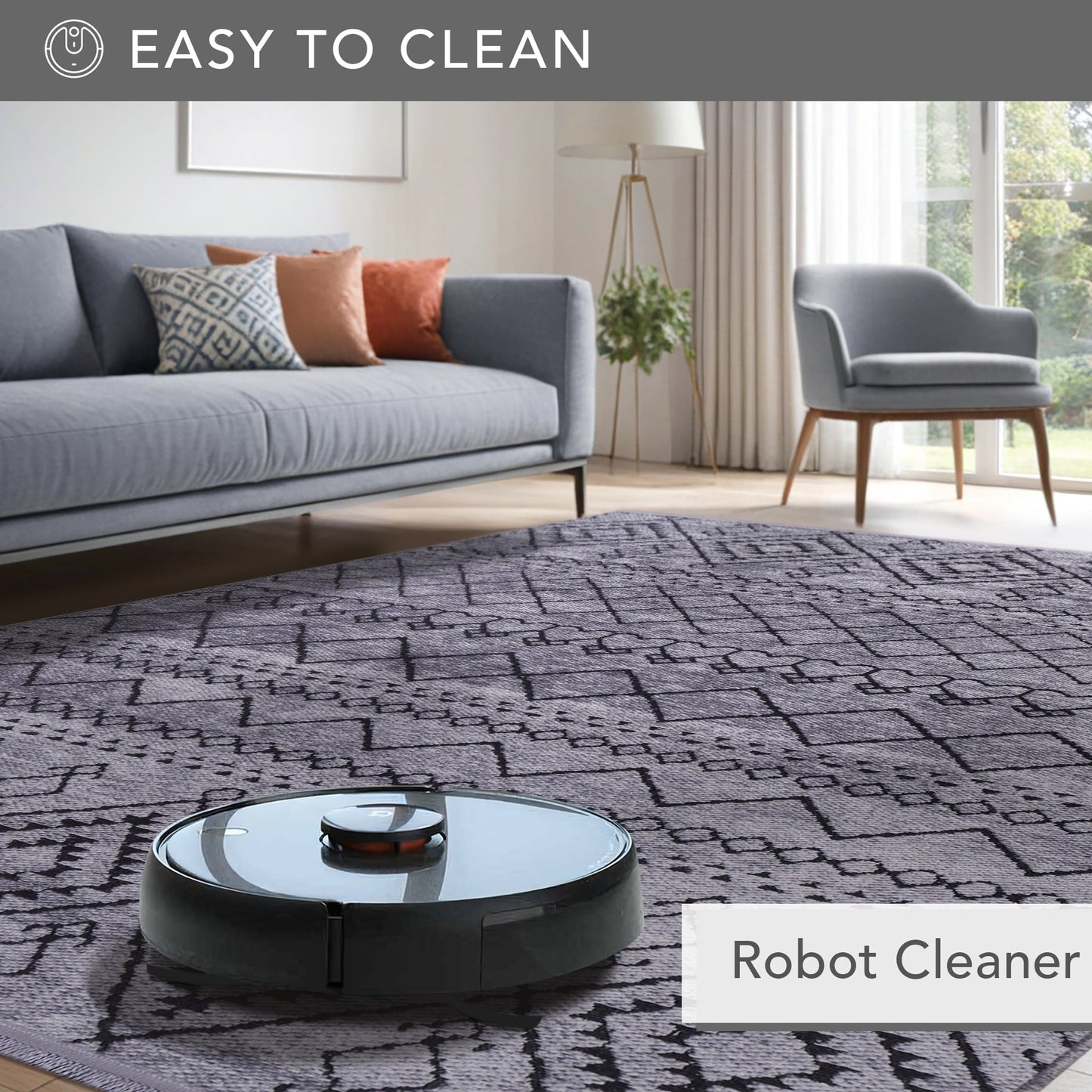 Ljuva Home Machine Washable Rug RW1801 – DARK GRAY Soft Chenille