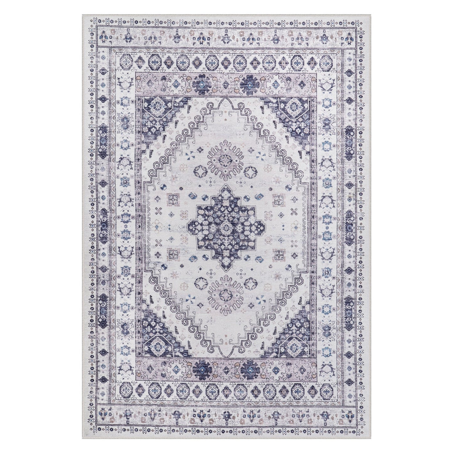 Ljuva Home - Modern Beige Floral Washable Rug - Design KELIM2001