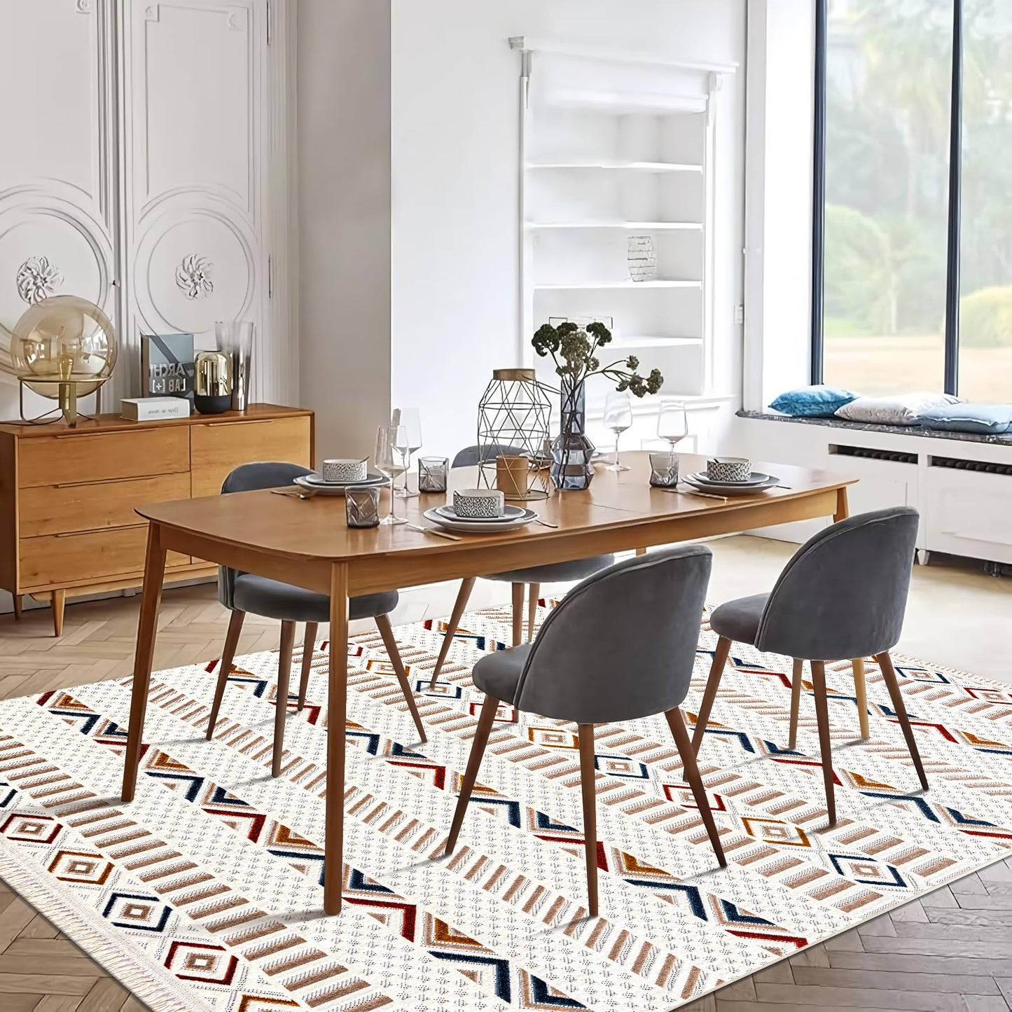 Ljuva Home Area Rug for Living Room, Bedroom & Hallway – Soft & Durable Low Pile Area Rugs – Bohemian, Aztec & Boho Style – Pet & Kid-Friendly, Ideal for High-Traffic Areas (Copy)