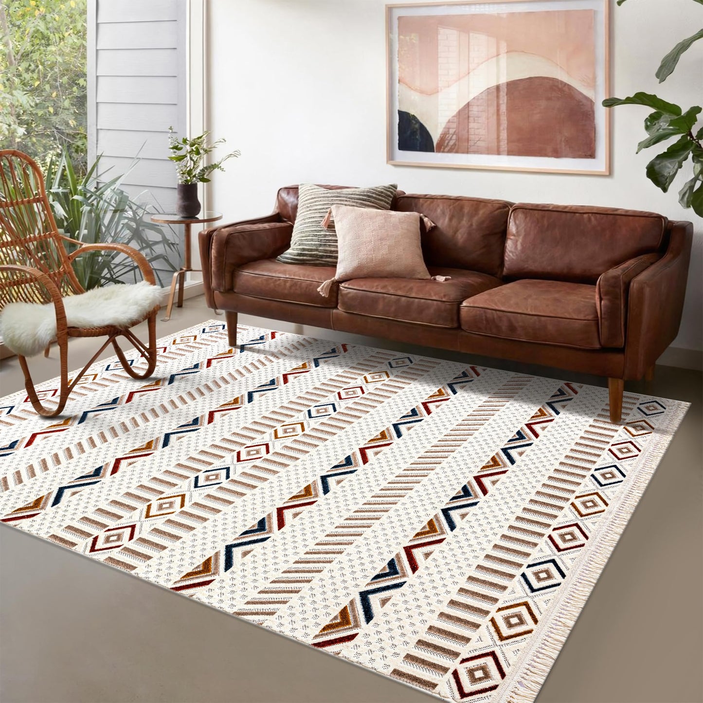 Ljuva Home Area Rug for Living Room, Bedroom & Hallway – Soft & Durable Low Pile Area Rugs – Bohemian, Aztec & Boho Style – Pet & Kid-Friendly, Ideal for High-Traffic Areas (Copy)