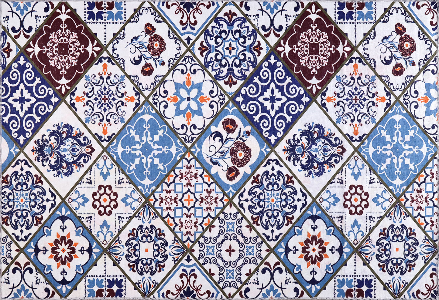 Ljuva Home Modern Beige Floral Washable Rug Design 4002