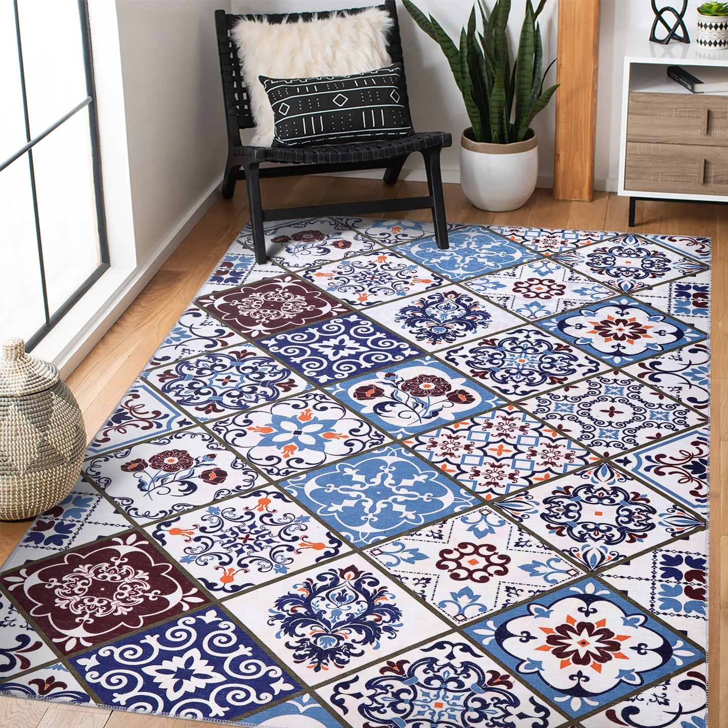 Ljuva Home Modern Beige Floral Washable Rug Design 4002