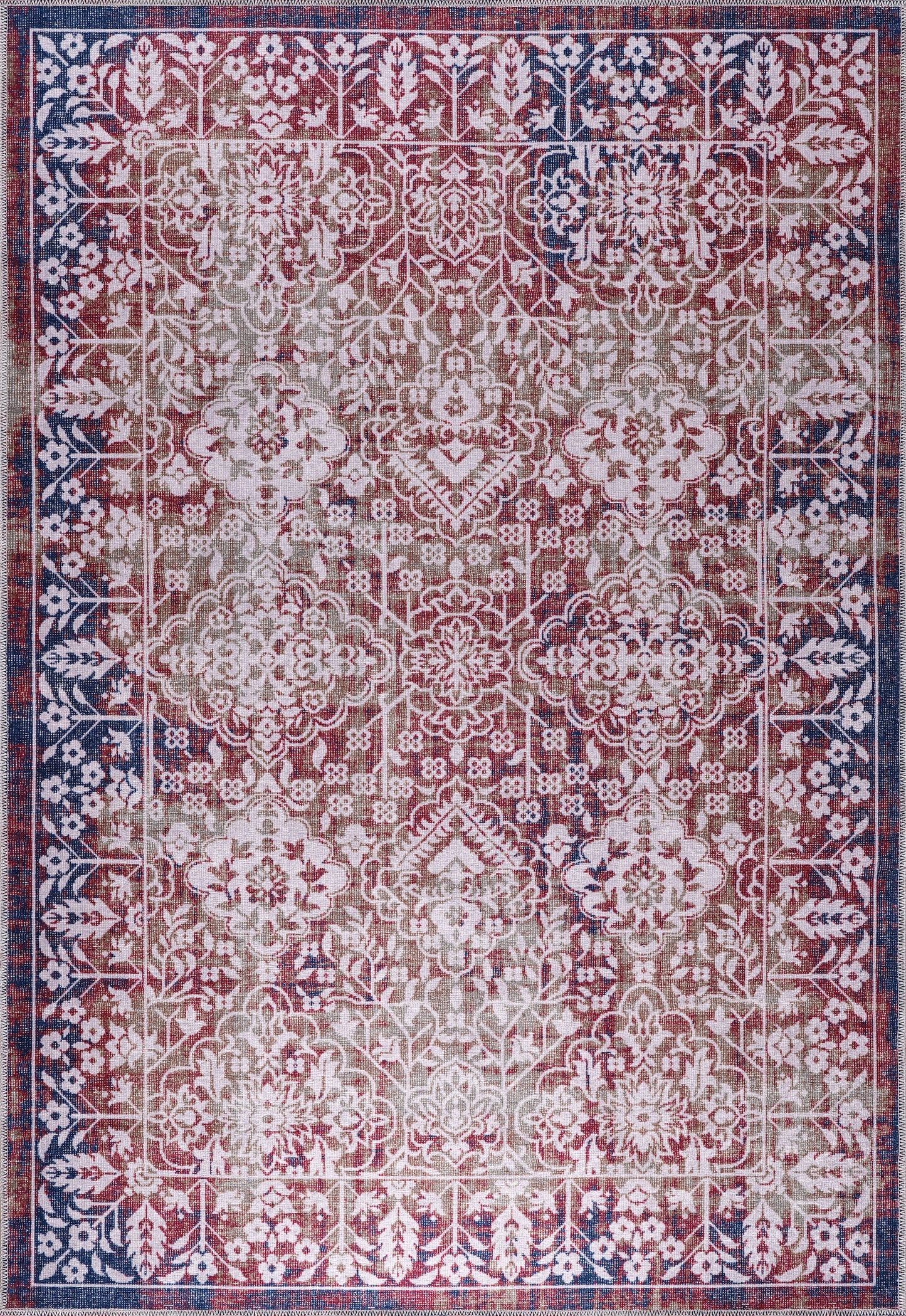 Ljuva Home Kilim Red Medallion Washable Rug Design 1486