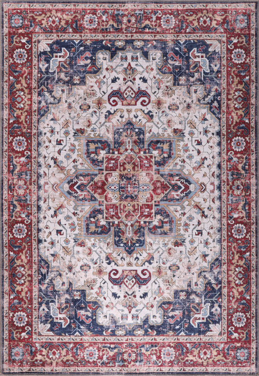 Ljuva Home NH1323 – Machine Washable Persian Heriz Rug | Traditional Oriental Medallion Carpet for Living Room, Bedroom & Dining