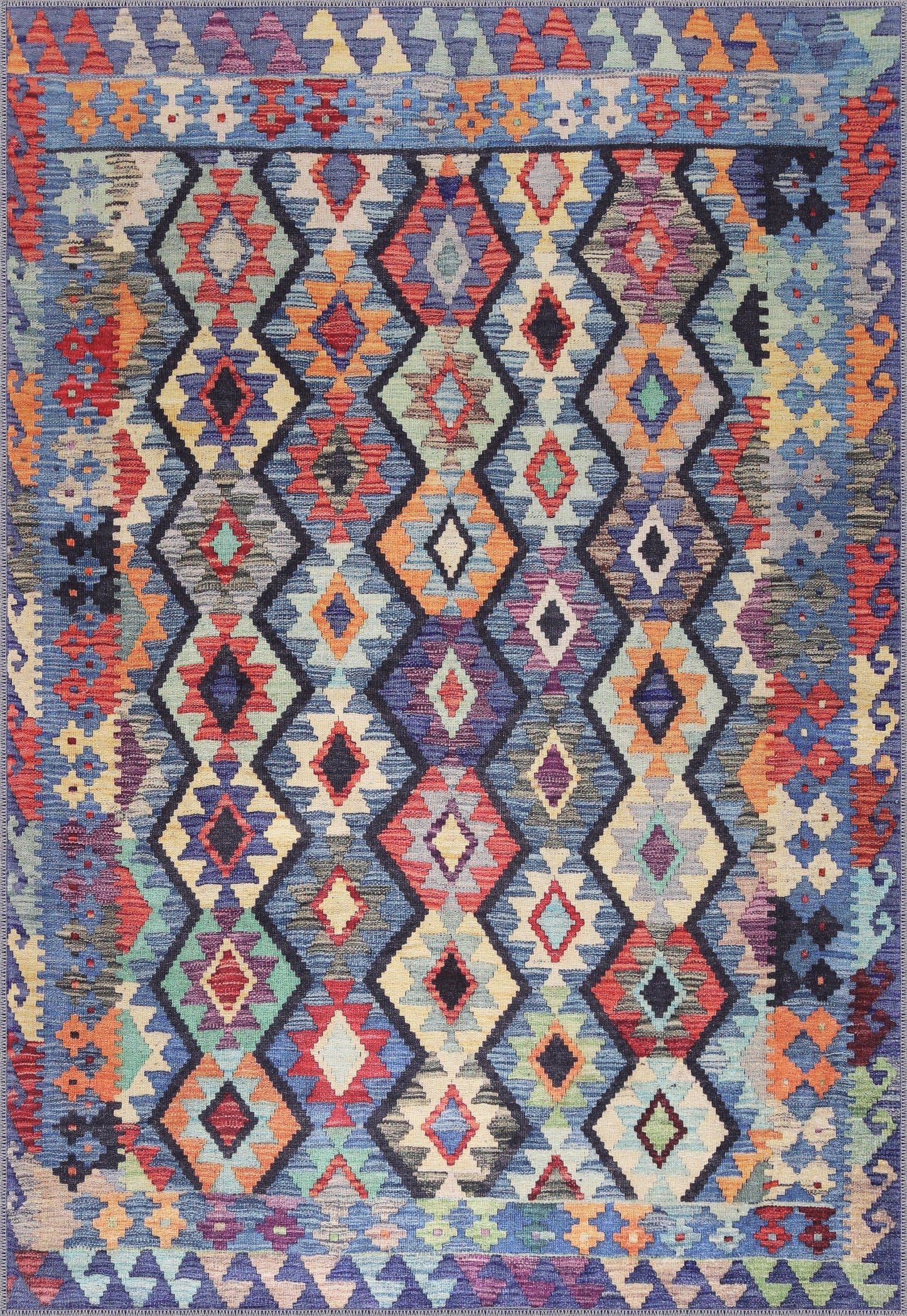 Ljuva Home – Kilim Tribal Geometric Multicolor Rug | Machine Washable Chenille Rug with Non-Slip Cotton Backing
