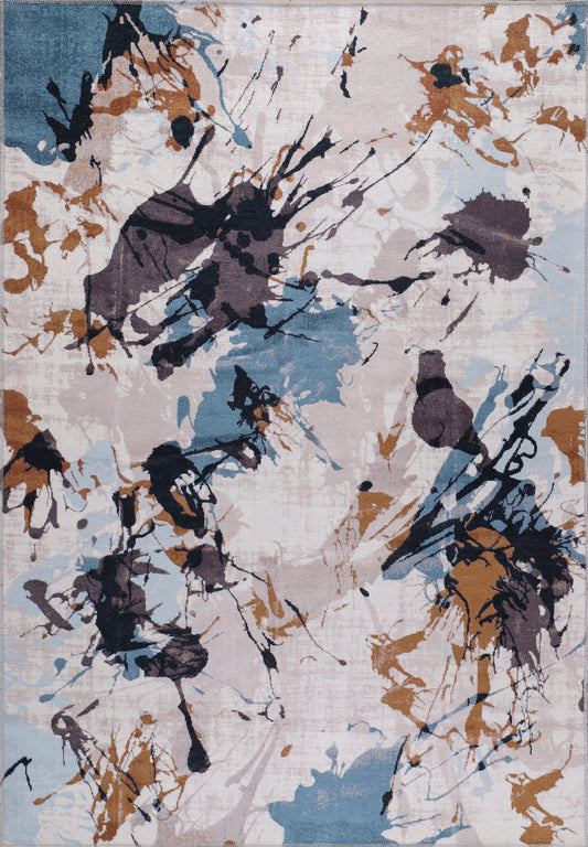 Ljuva Home Bohemian Abstract Splash Washable Rug Design NL1004