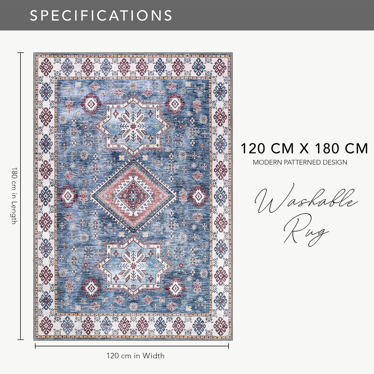 Ljuva Home - Tribal Multicolor Geometric Washable Rug, Design NL1016