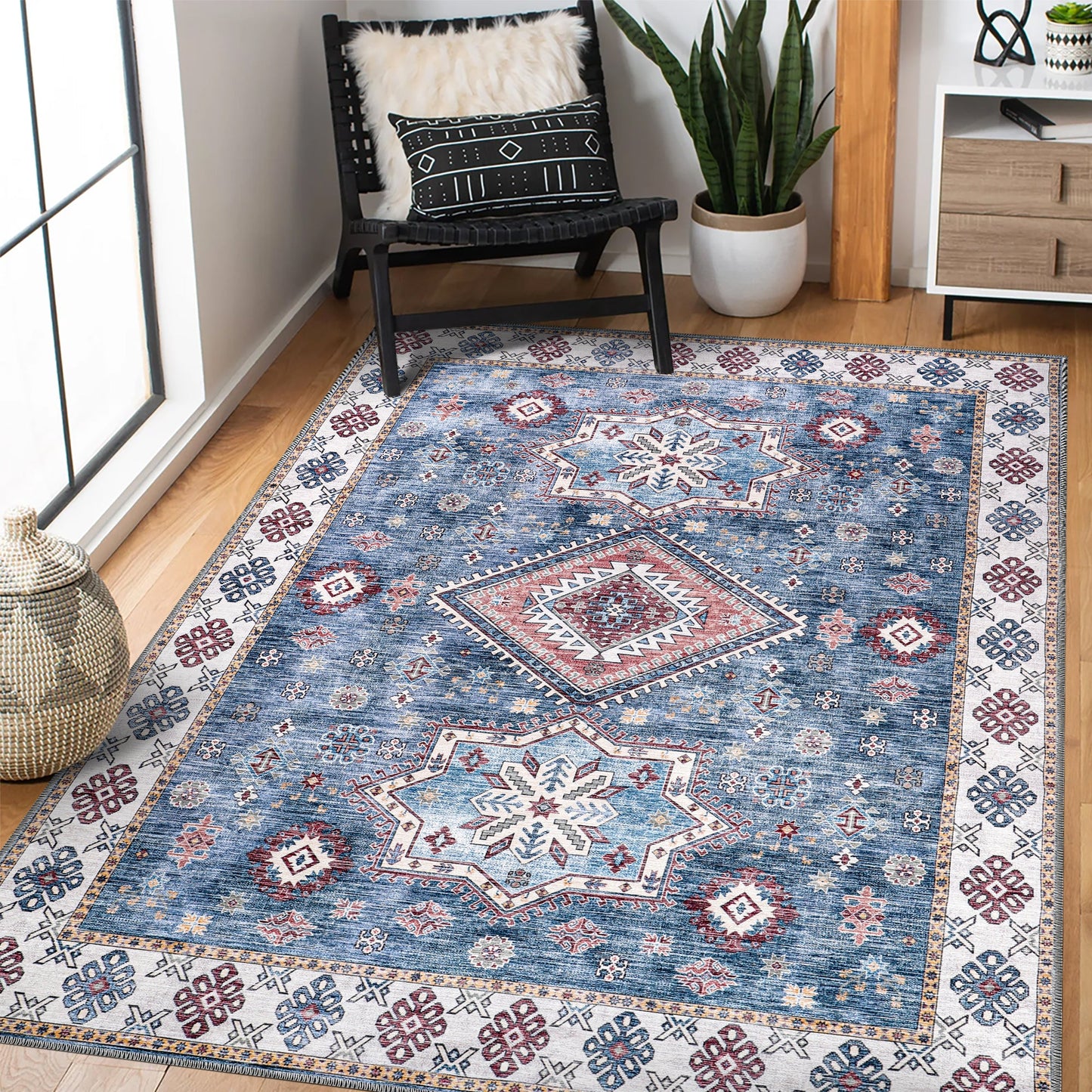 Ljuva Home - Tribal Multicolor Geometric Washable Rug, Design NL1016