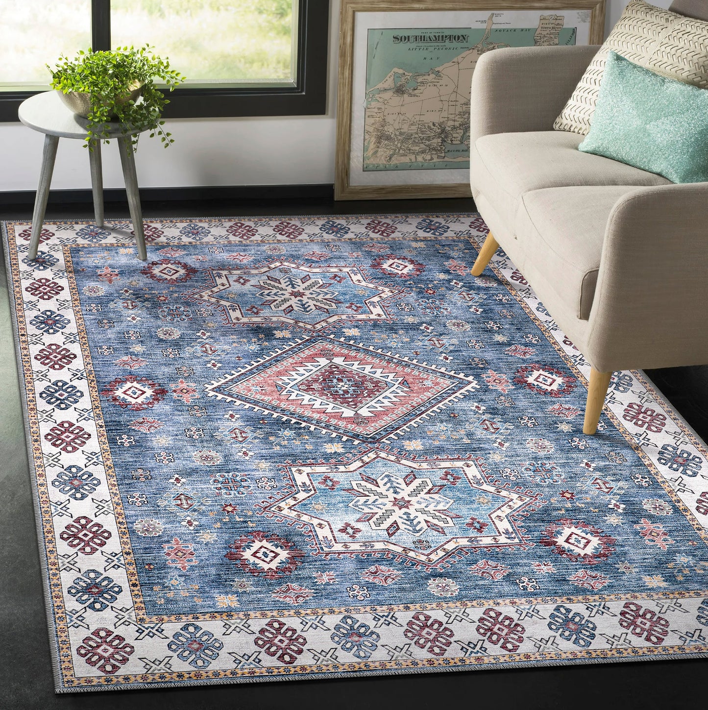Ljuva Home - Tribal Multicolor Geometric Washable Rug, Design NL1016