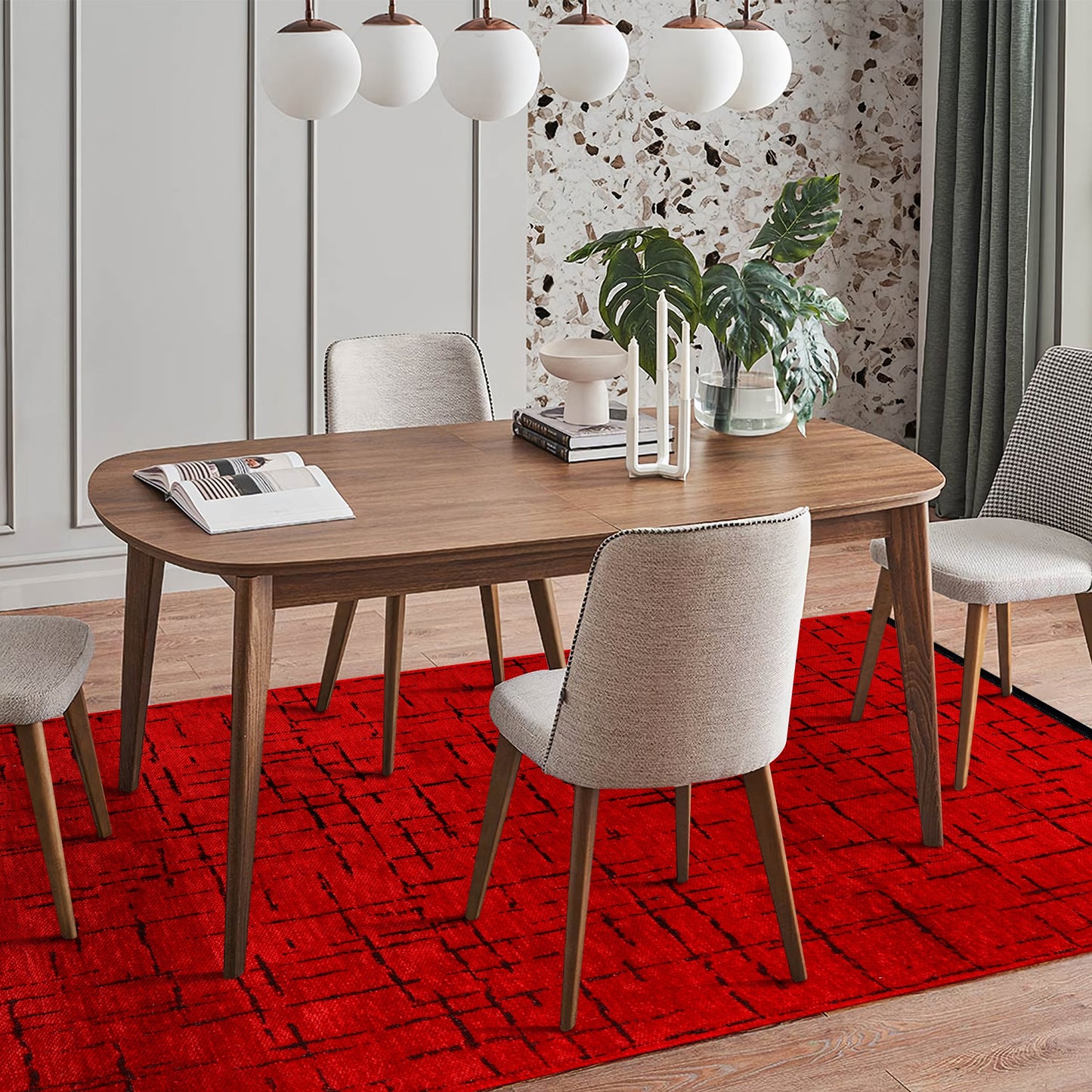 Ljuva Home Machine Washable Rug NT201 – RED Soft Chenille