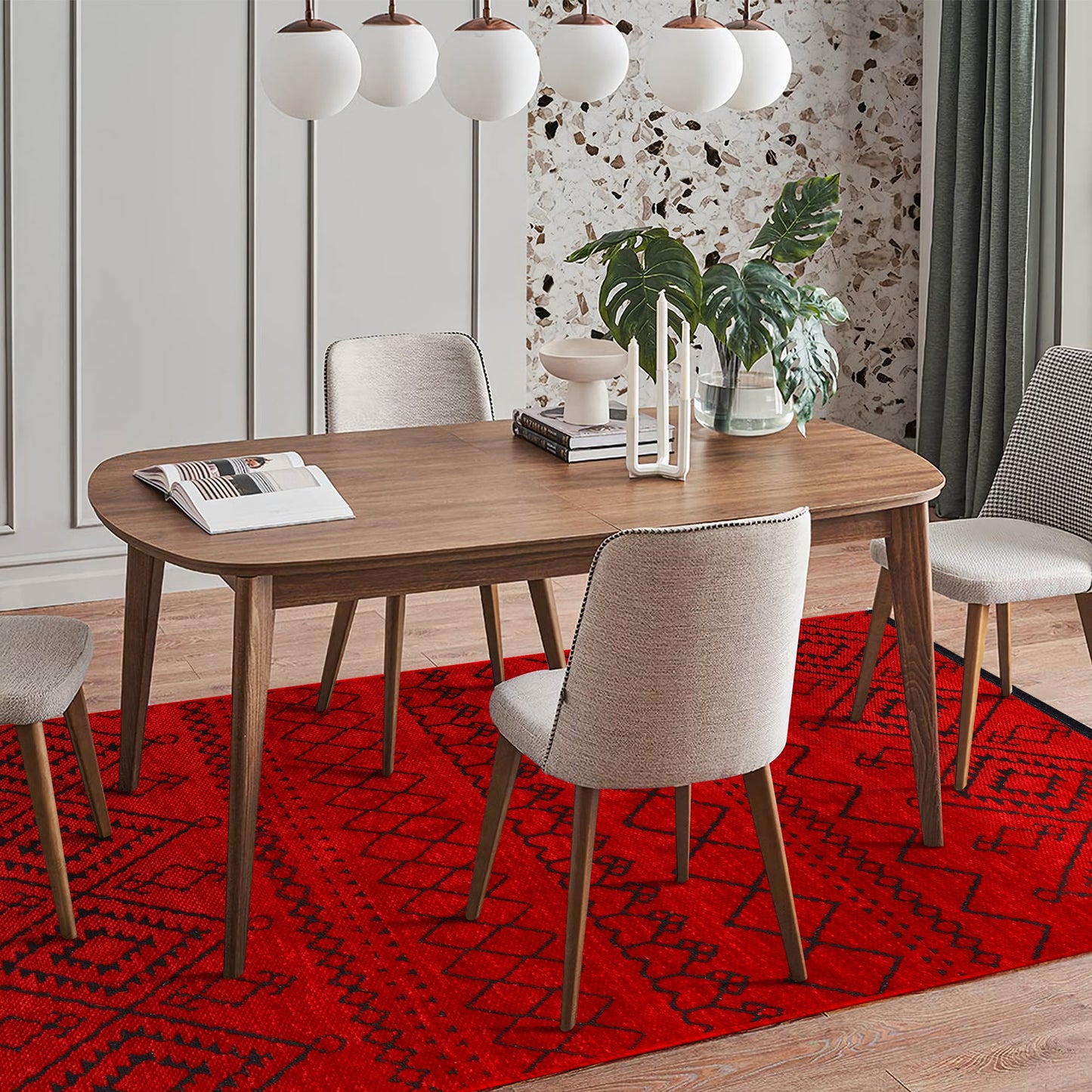 Ljuva Home Machine Washable Rug RW1801 – RED Soft Chenille
