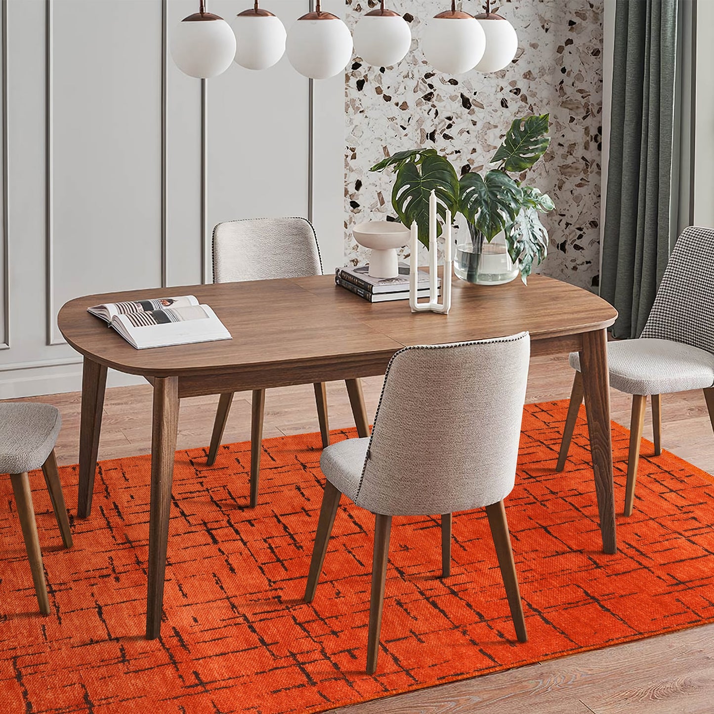 Ljuva Home Machine Washable Rug NT201 – ORANGE Soft Chenille