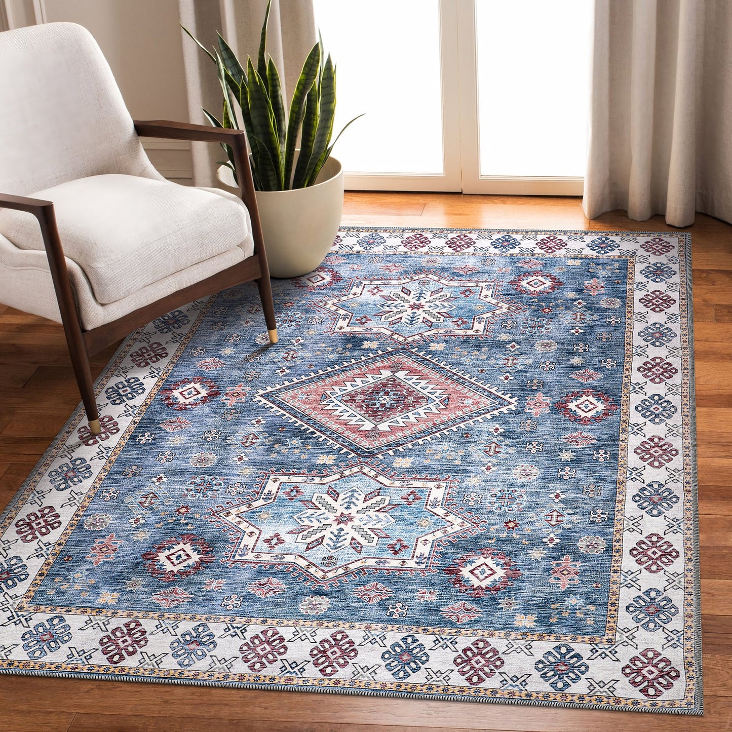 Ljuva Home - Tribal Multicolor Geometric Washable Rug, Design NL1016