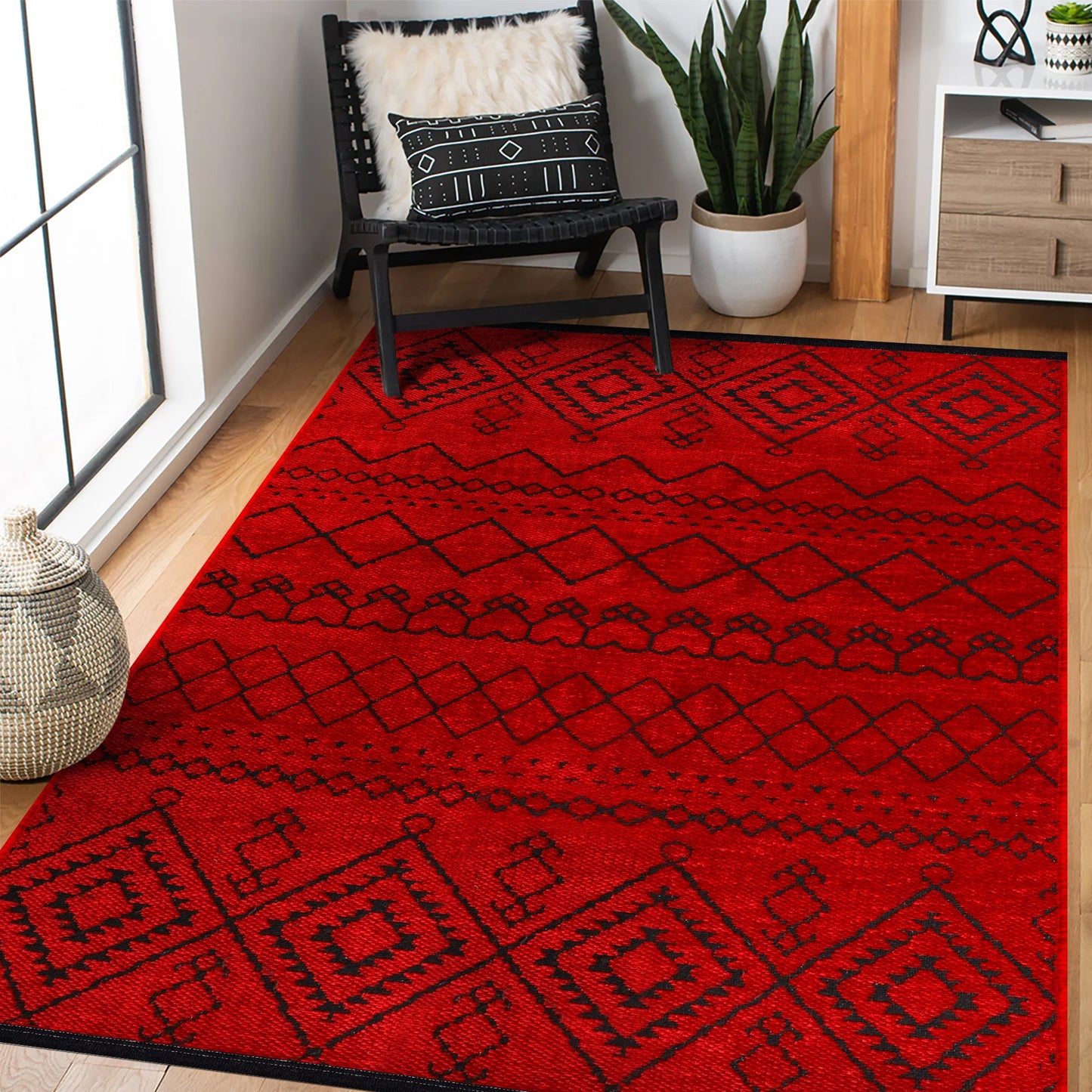 Ljuva Home Machine Washable Rug RW1801 – RED Soft Chenille