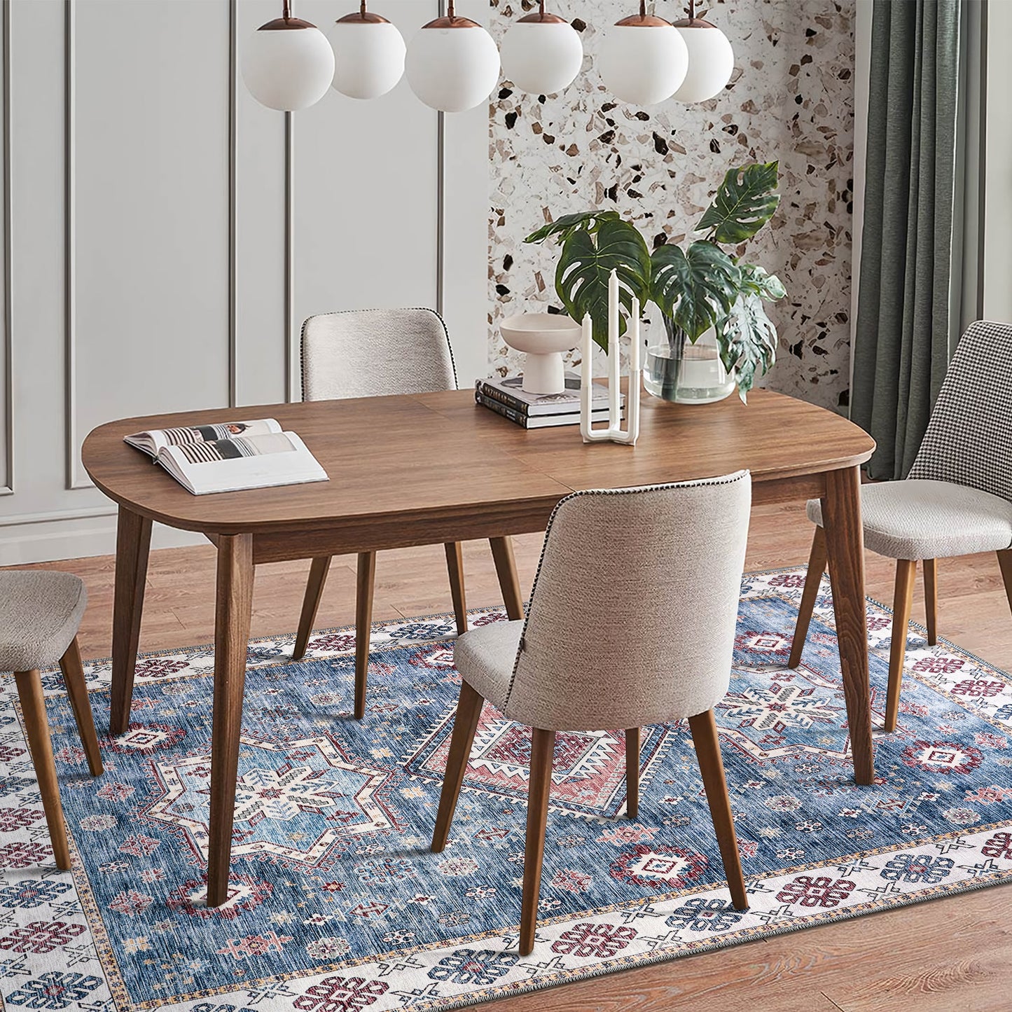 Ljuva Home - Tribal Multicolor Geometric Washable Rug, Design NL1016