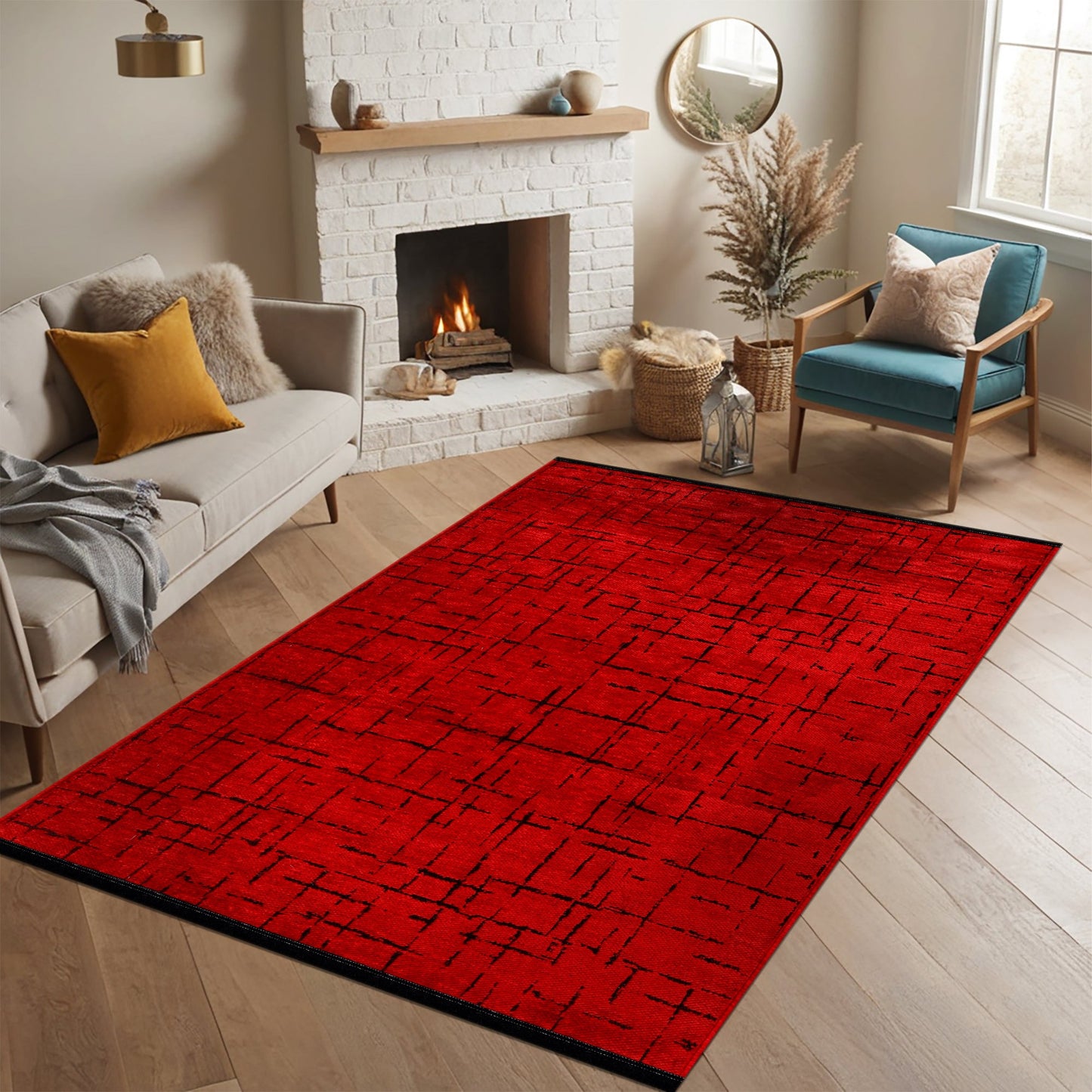 Ljuva Home Machine Washable Rug NT201 – RED Soft Chenille