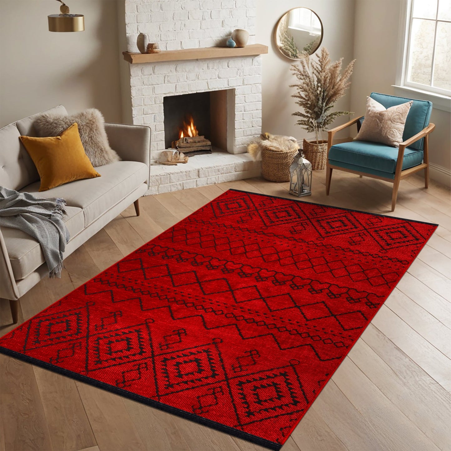 Ljuva Home Machine Washable Rug RW1801 – RED Soft Chenille