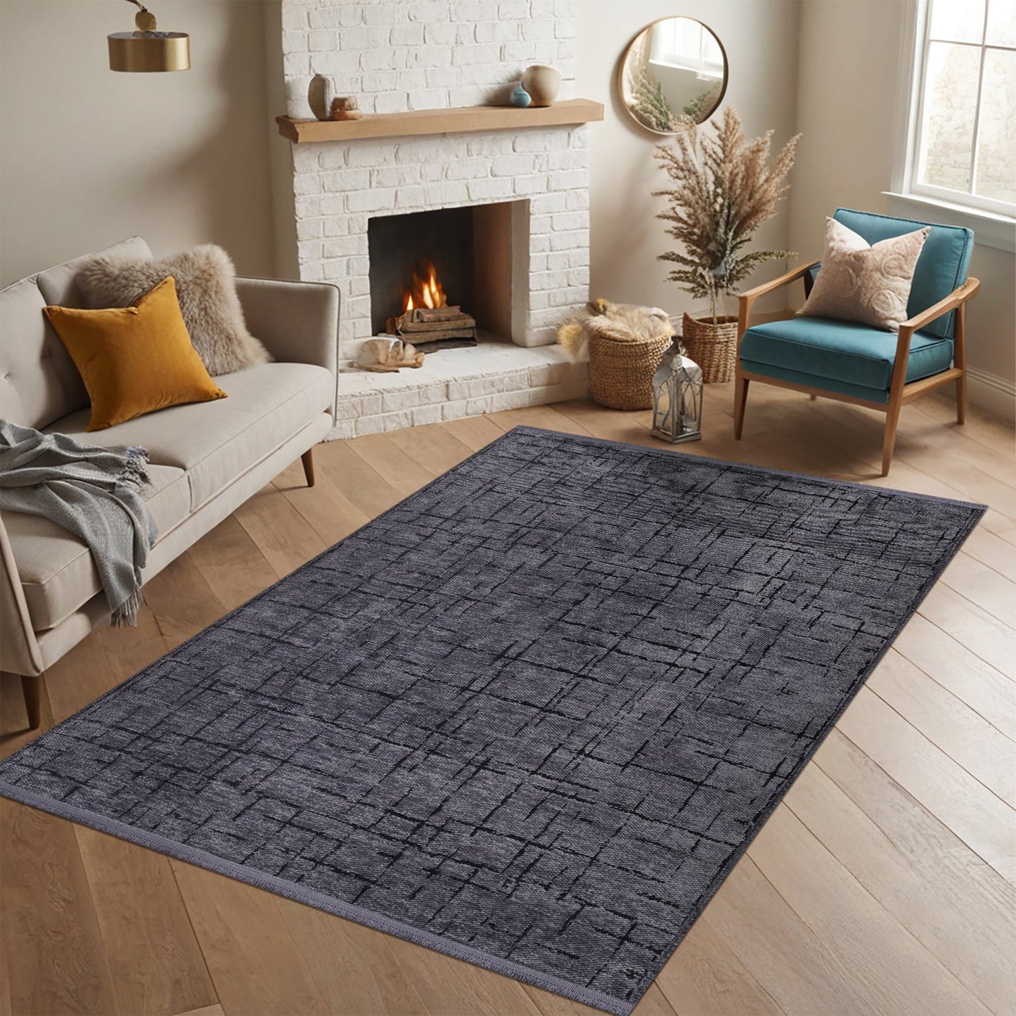 Ljuva Home Machine Washable Rug NT201 – DARK GRAY Soft Chenille
