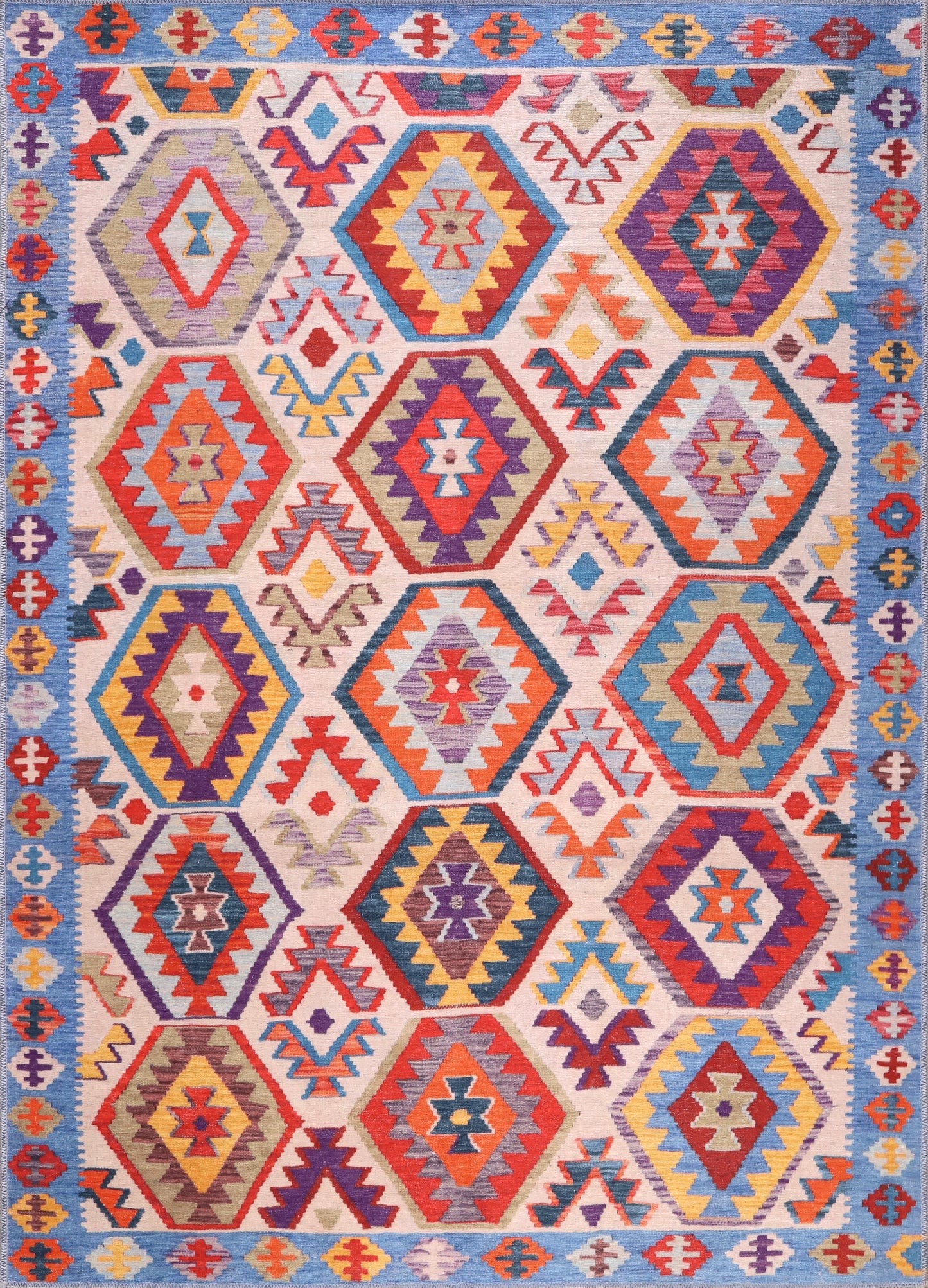 Ljuva Home Traditional Blue Abstract Washable Rug Design 1315