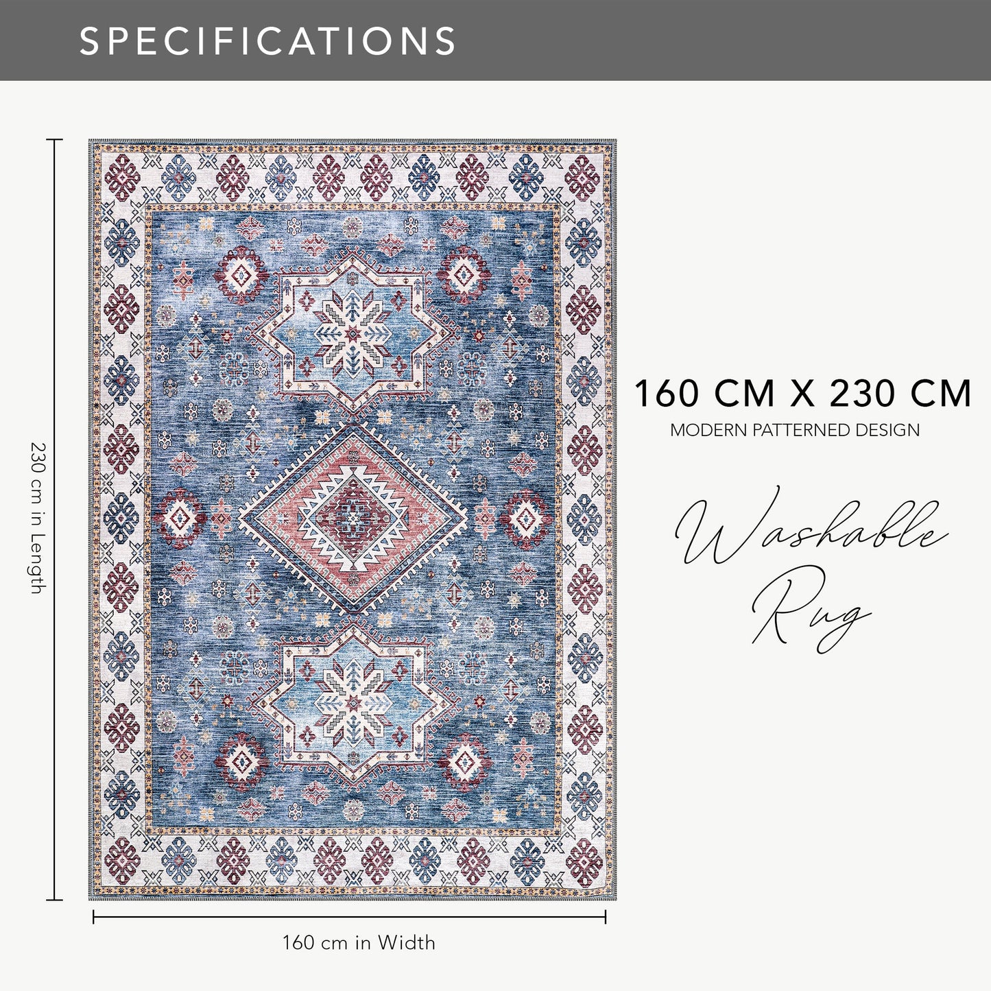 Ljuva Home - Tribal Multicolor Geometric Washable Rug, Design NL1016