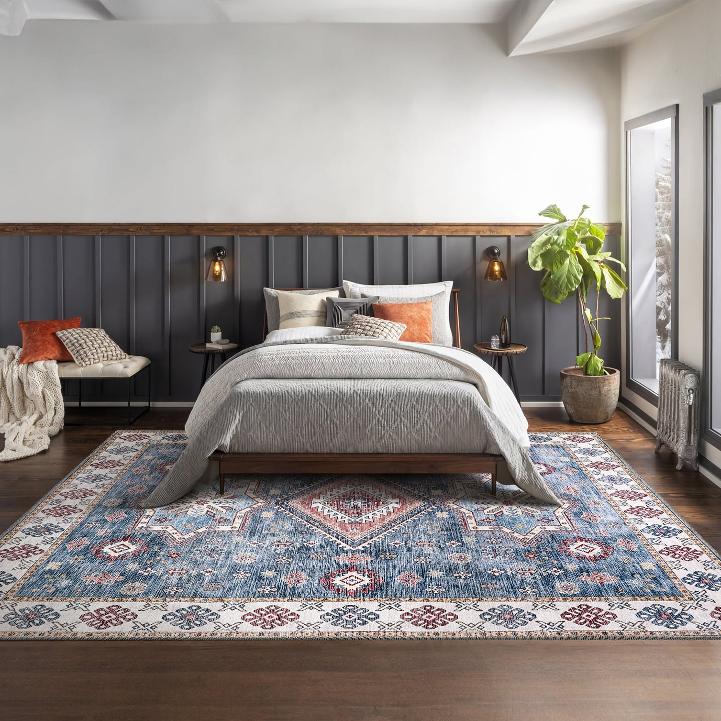 Ljuva Home - Tribal Multicolor Geometric Washable Rug, Design NL1016