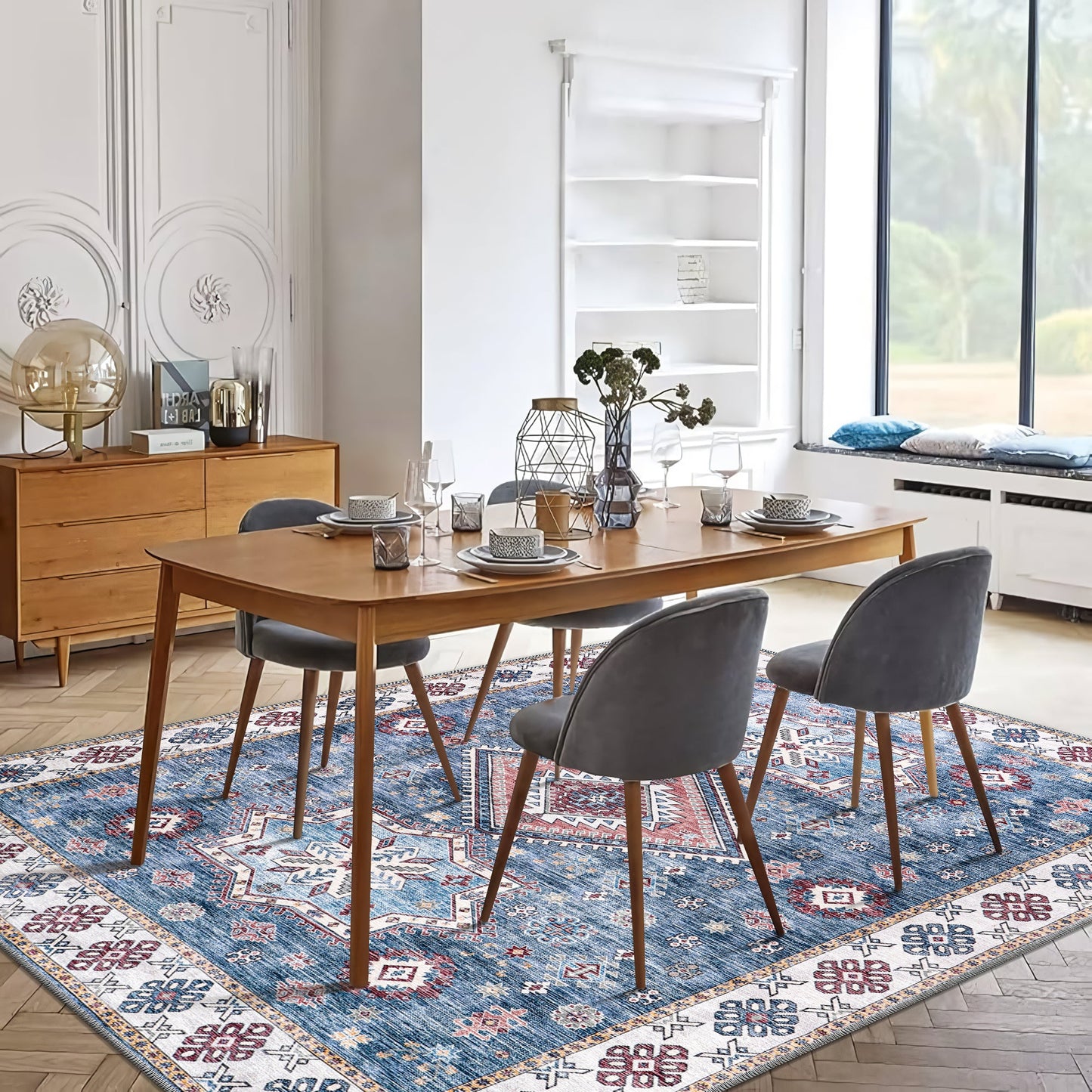 Ljuva Home - Tribal Multicolor Geometric Washable Rug, Design NL1016