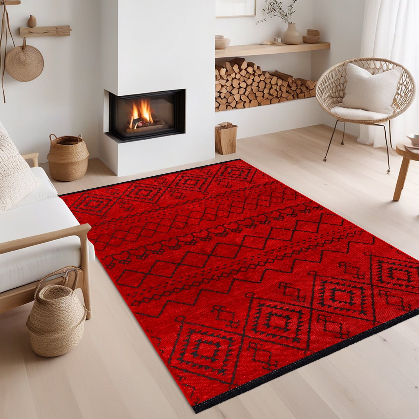 Ljuva Home Machine Washable Rug RW1801 – RED Soft Chenille