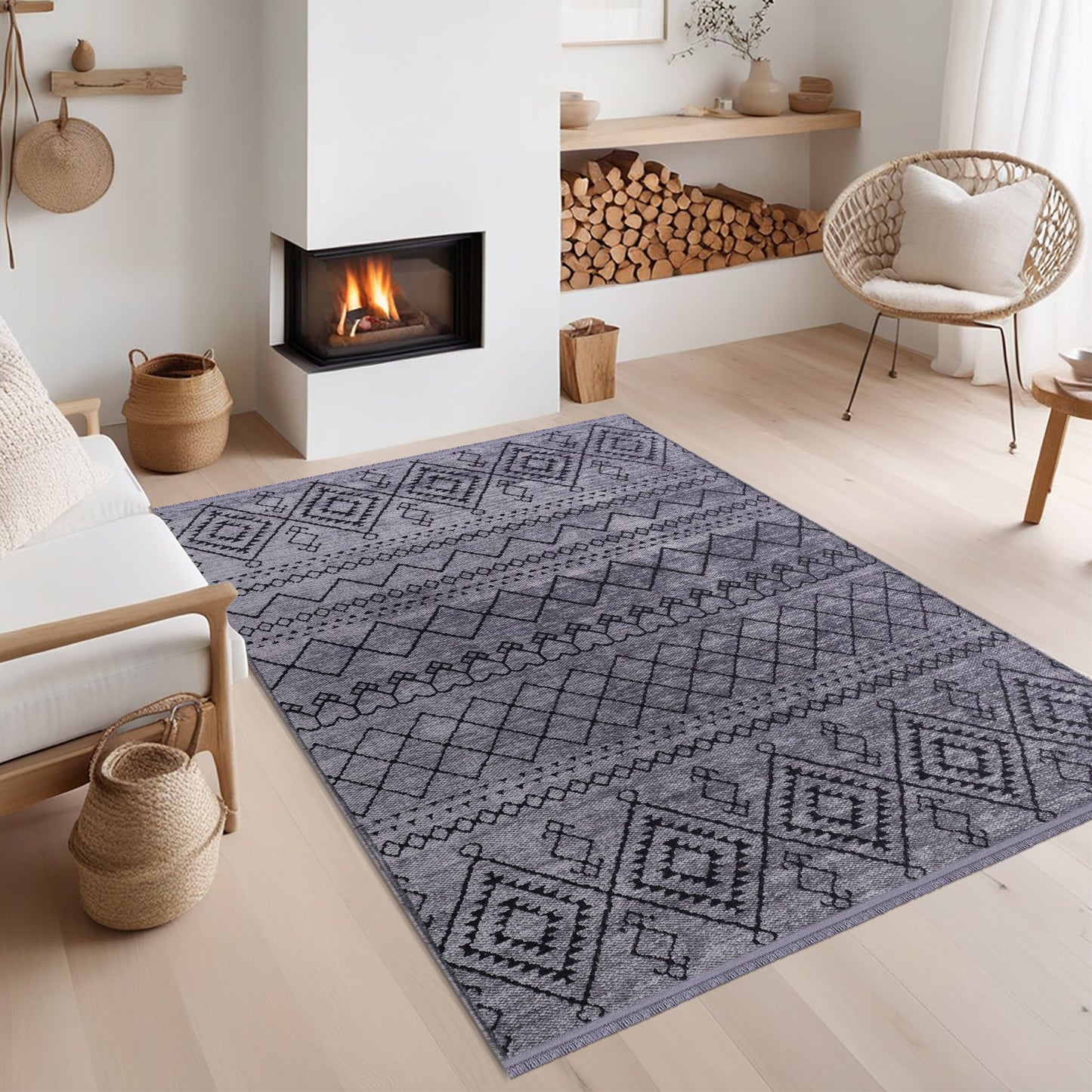 Ljuva Home Machine Washable Rug RW1801 – DARK GRAY Soft Chenille