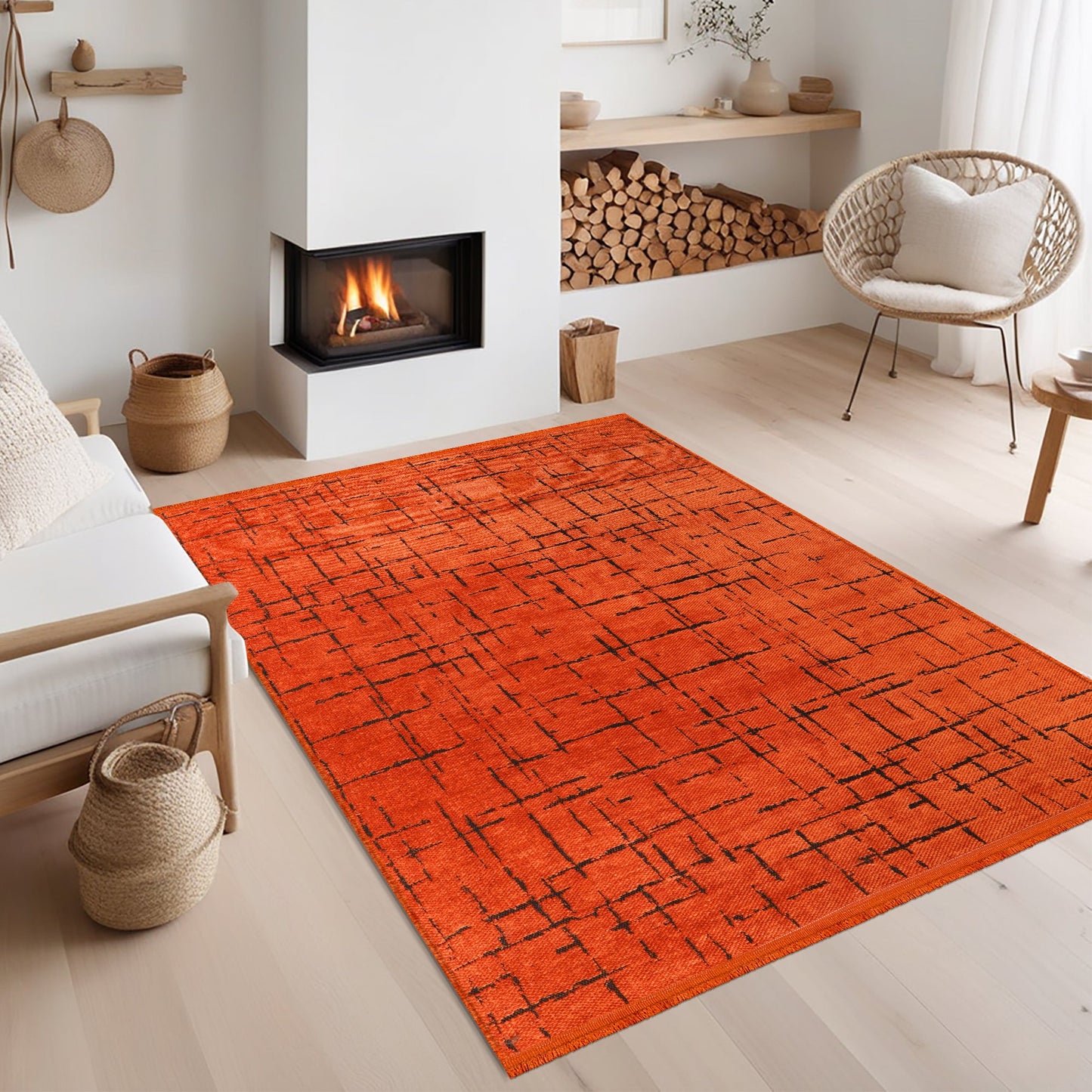 Ljuva Home Machine Washable Rug NT201 – ORANGE Soft Chenille