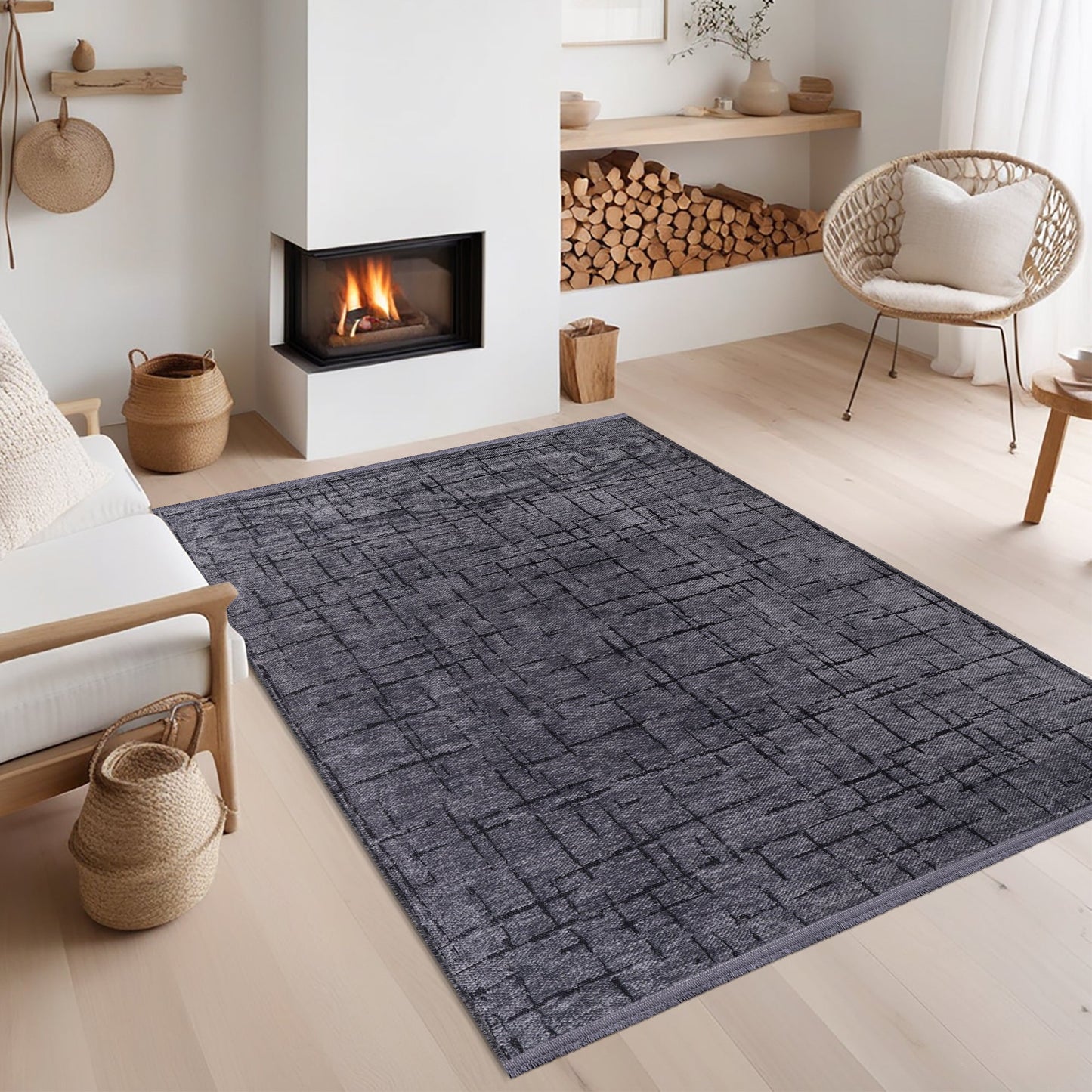 Ljuva Home Machine Washable Rug NT201 – DARK GRAY Soft Chenille