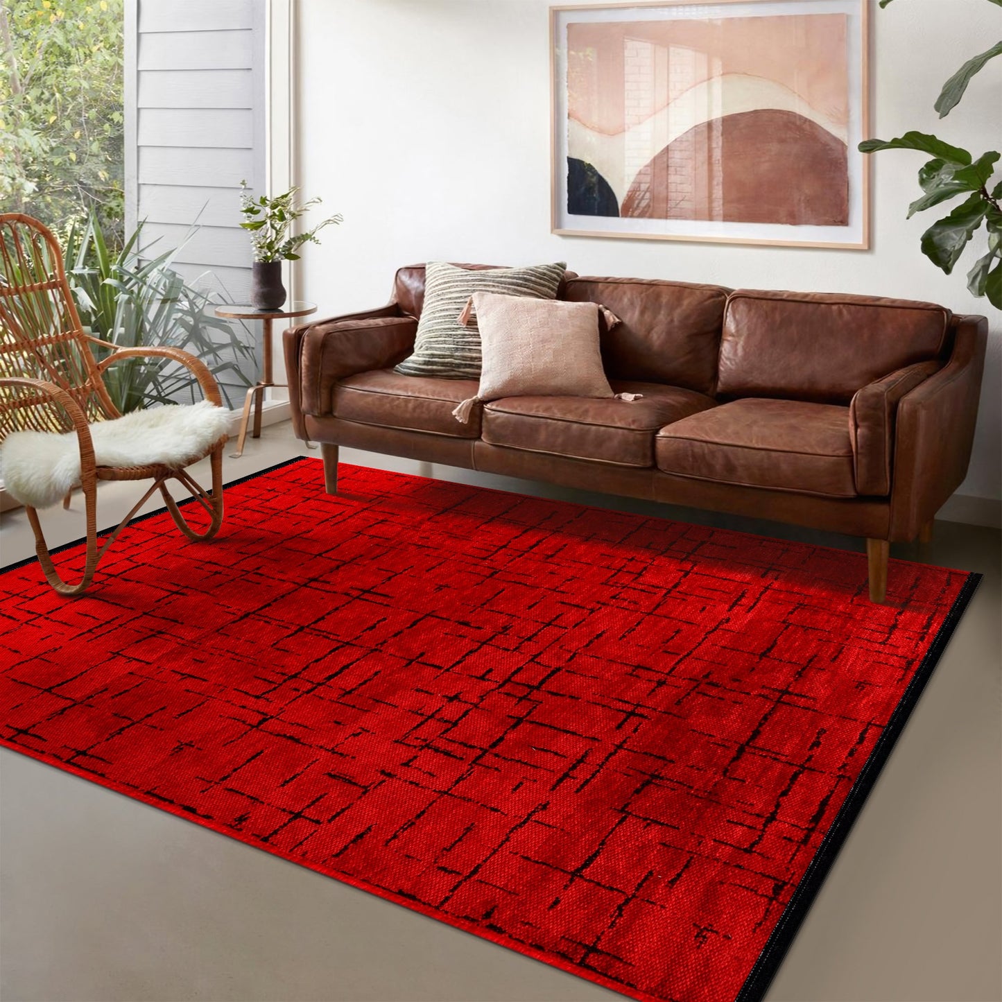 Ljuva Home Machine Washable Rug NT201 – RED Soft Chenille
