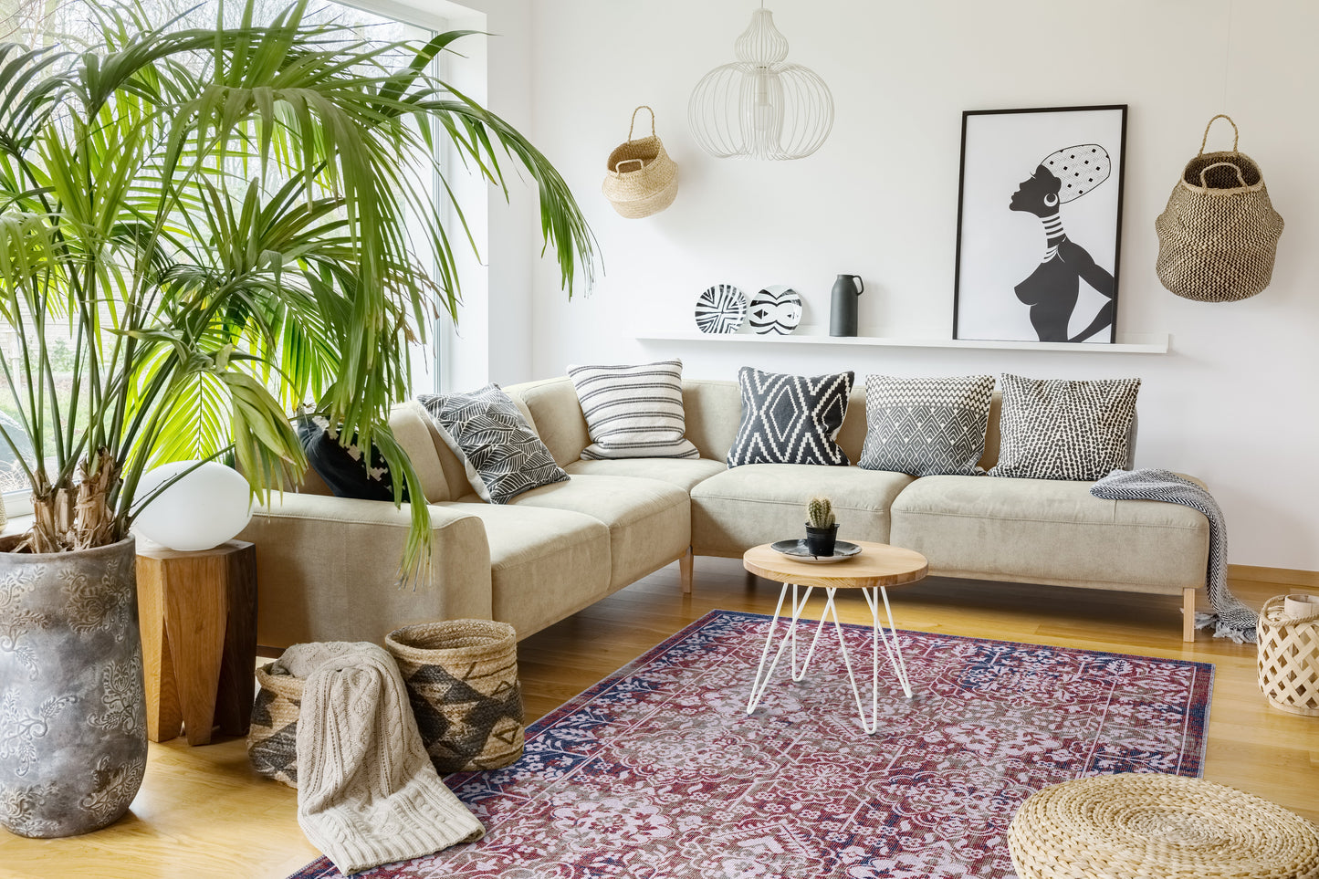 Ljuva Home Kilim Red Medallion Washable Rug Design 1486