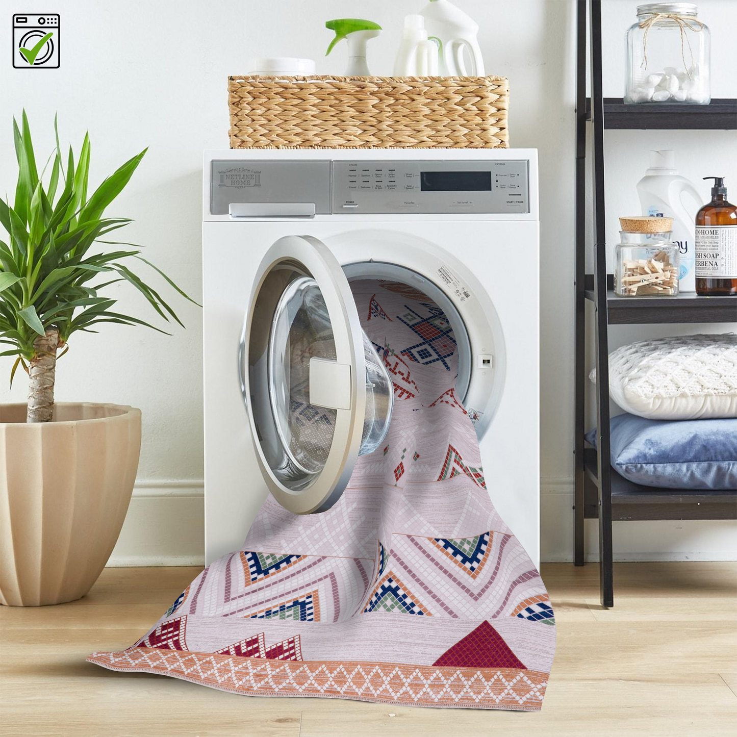 Ljuva Home - Bohemian Grey Striped Washable Rug, Design NL1002