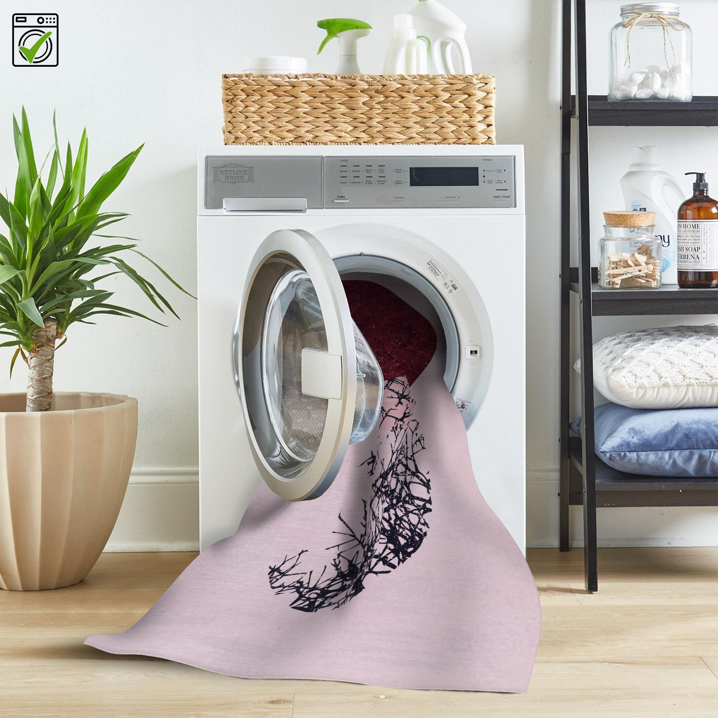 Ljuva Home - Geometric Black & White Patchwork Washable Rug, Design NL1003