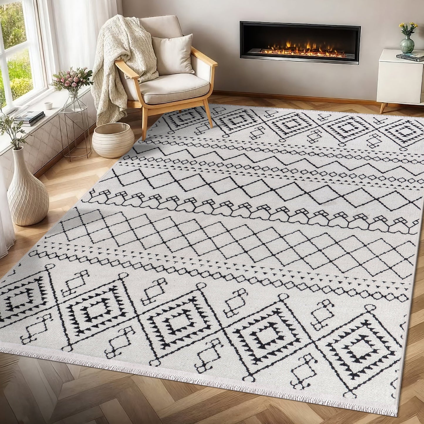 Ljuva Home Machine Washable Rug RW1801 – WHITE Soft Chenille