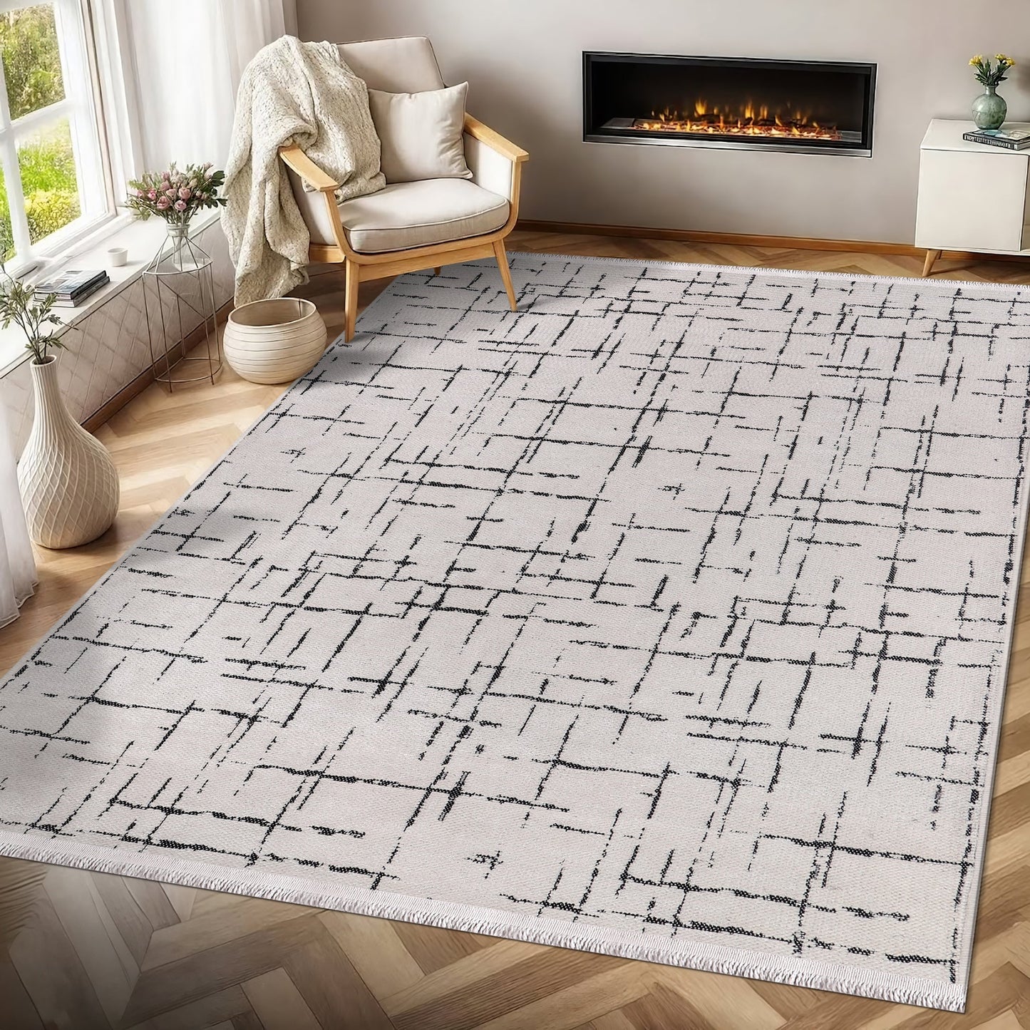 Ljuva Home Machine Washable Rug NT201 – WHITE Soft Chenille