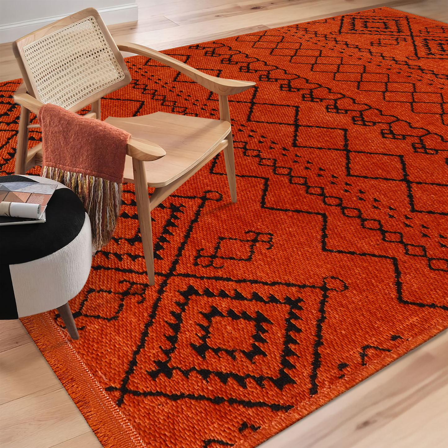 Ljuva Home Machine Washable Rug RW1801 – ORANGE Soft Chenille