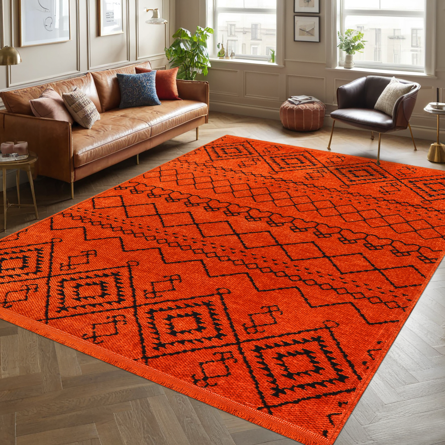 Ljuva Home Machine Washable Rug RW1801 – ORANGE Soft Chenille