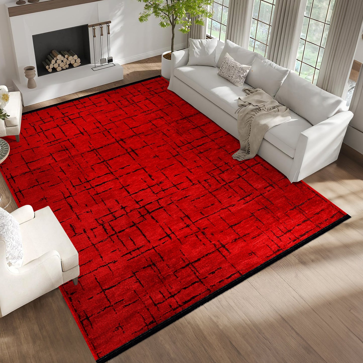 Ljuva Home Machine Washable Rug NT201 – RED Soft Chenille