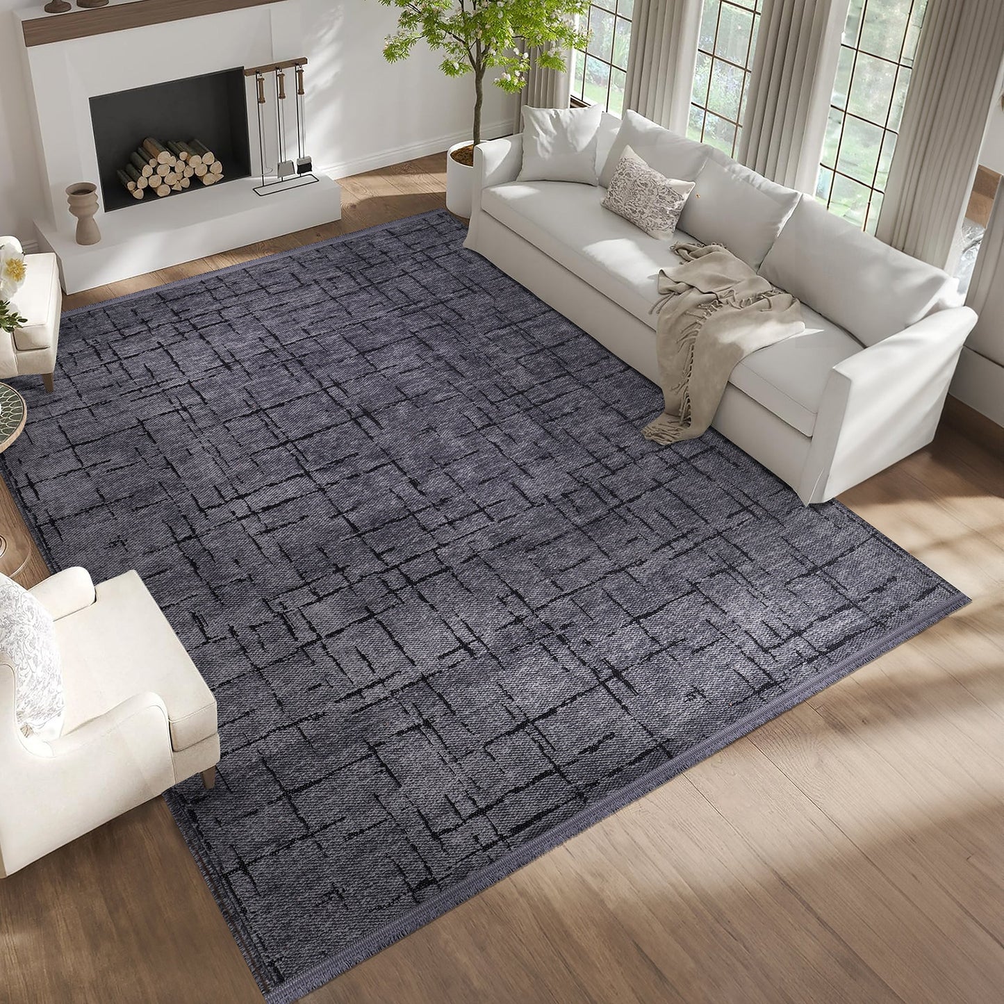 Ljuva Home Machine Washable Rug NT201 – DARK GRAY Soft Chenille