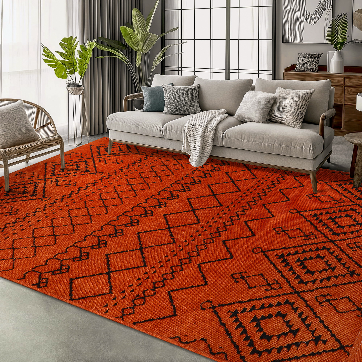 Ljuva Home Machine Washable Rug RW1801 – ORANGE Soft Chenille