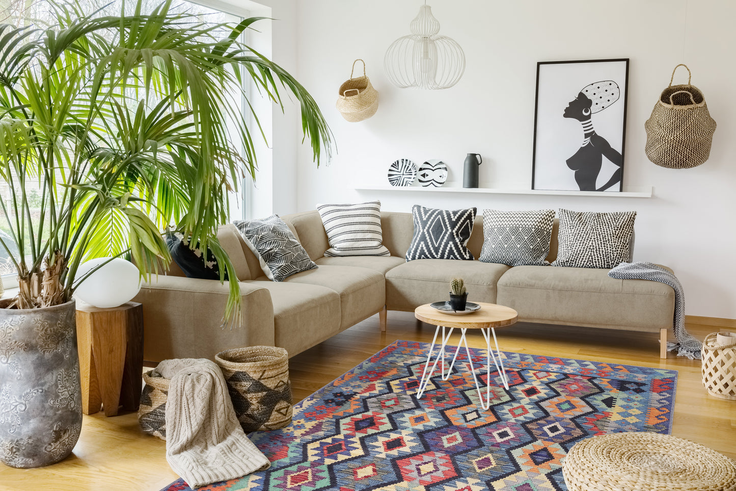 Ljuva Home – Kilim Tribal Geometric Multicolor Rug | Machine Washable Chenille Rug with Non-Slip Cotton Backing (Copy)