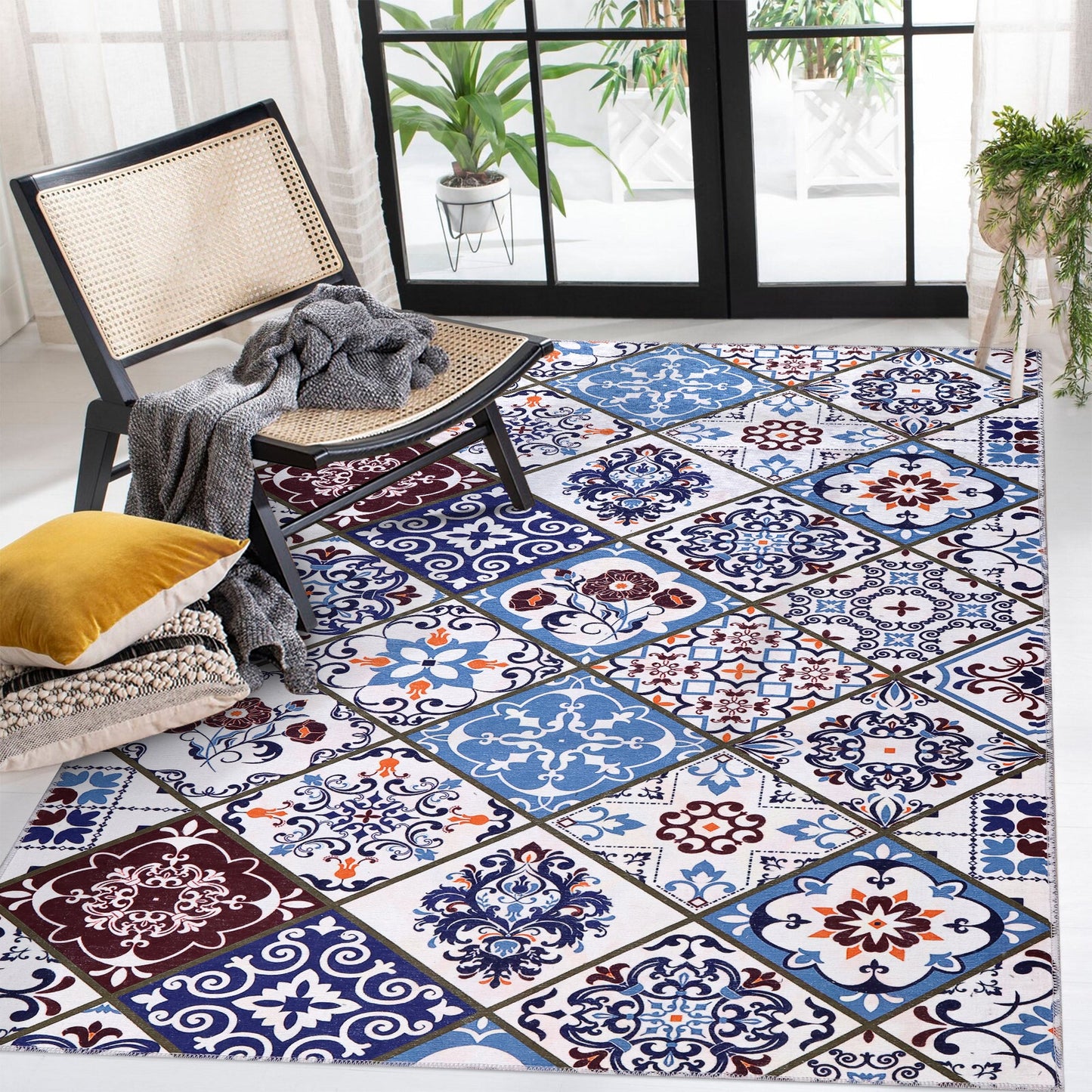 Ljuva Home Modern Beige Floral Washable Rug Design 4002