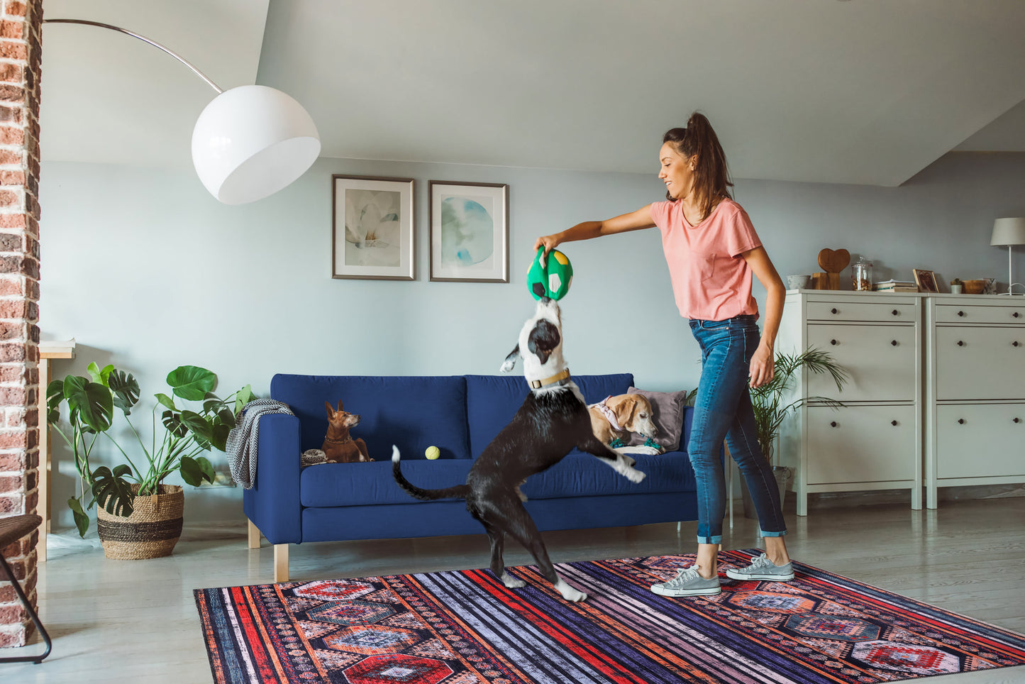 Ljuva Home Geometric Black & White Patchwork Washable Rug Design 1336