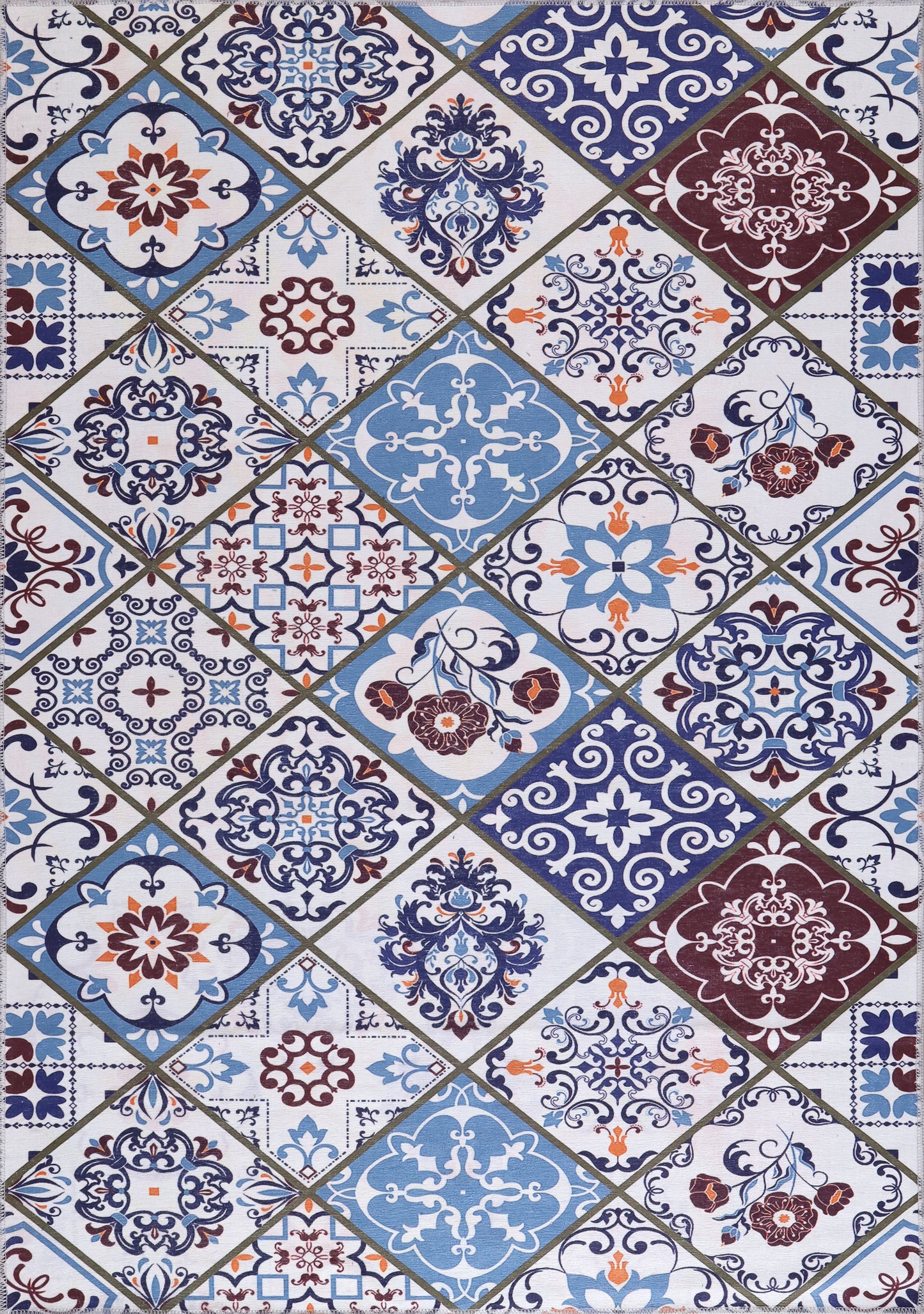 Ljuva Home Modern Beige Floral Washable Rug Design 4002